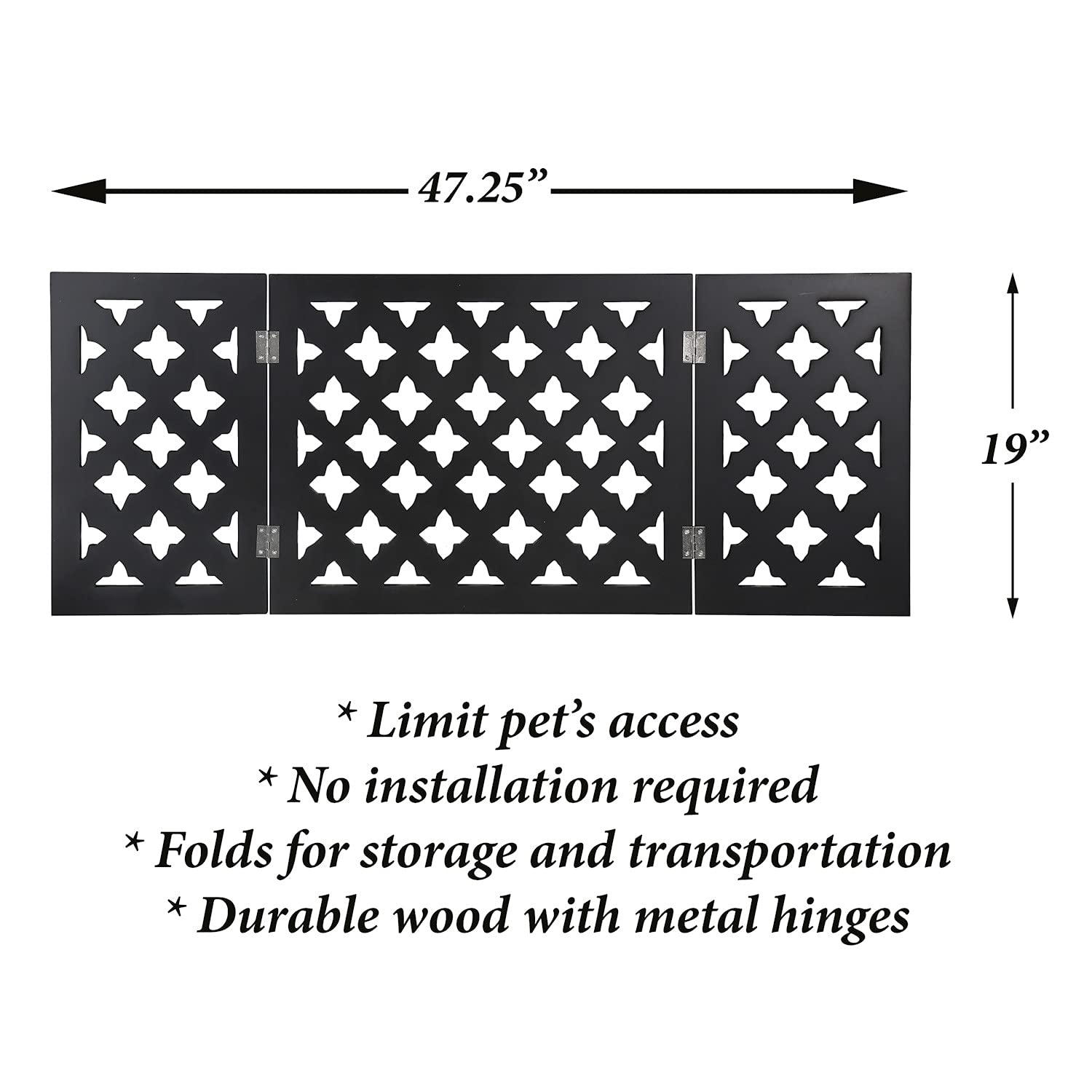 Etna Freestanding Wood Pet Gate Tri Fold Panel Dog Fence for Doorways, Stairs - Indoor/Outdoor Small Pet Barrier - Very Good