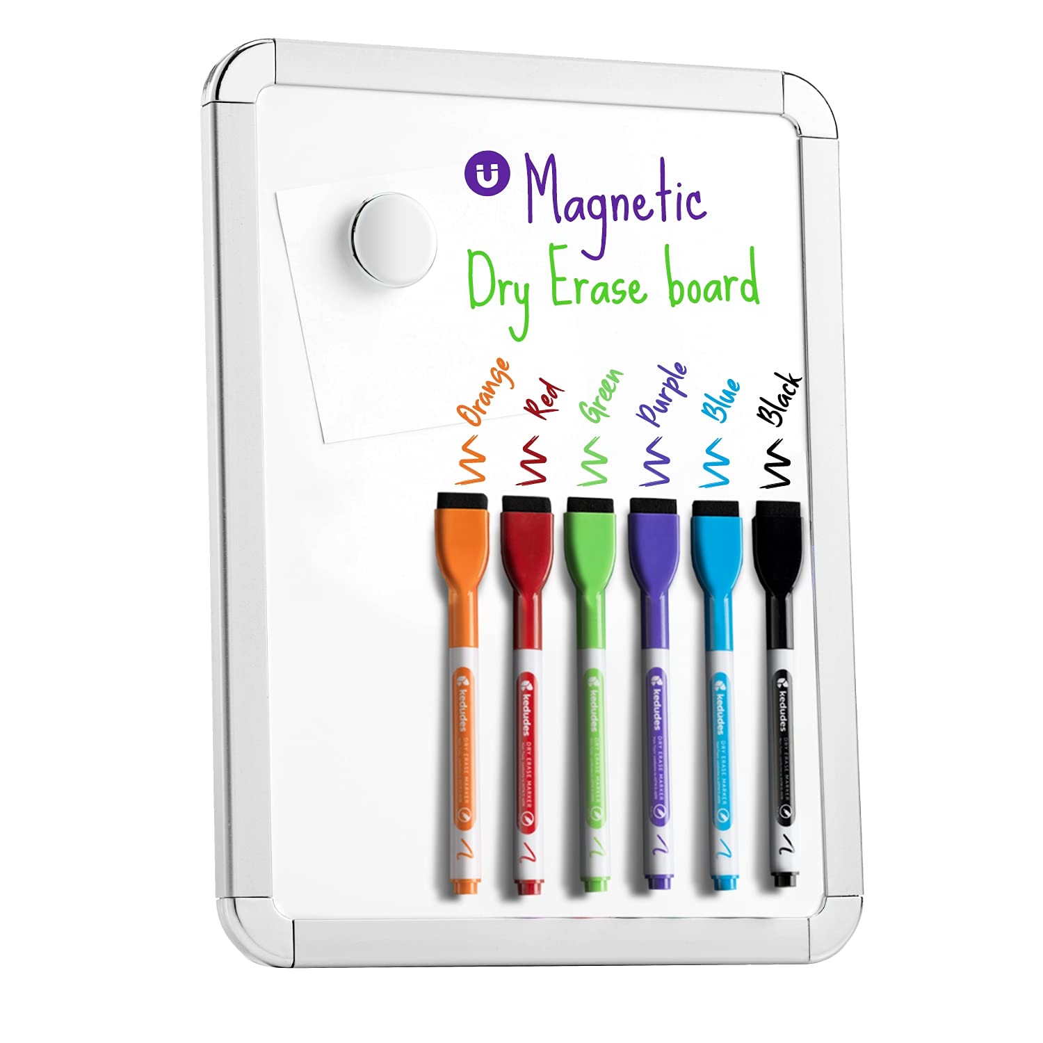 Magnetic Dry Erase Board 11" x 14". Includes Board Dudes SRX Magnetic Dry Erase Markes, 6-Pack, Assorted Colors. … - Like New