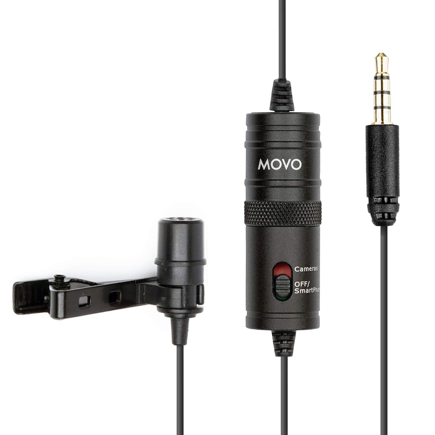 Movo LV1 Lavalier Lapel Clip on Microphone for Cameras, Camcorders and Smartphones Compatible with iPhone and Android Perfect Lav Mic for Filming Podcast, Vlogging and YouTube Videos - Like New