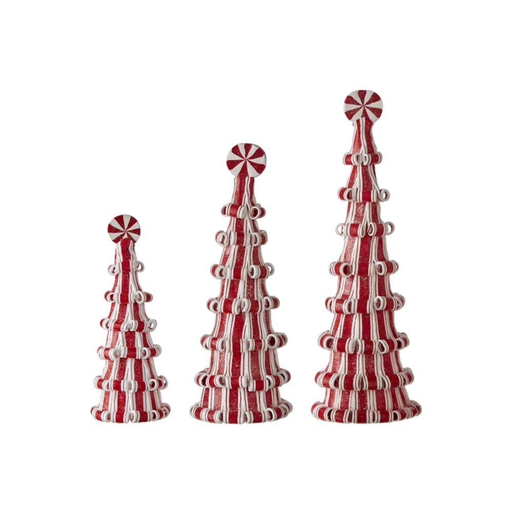 RAZ Imports 2021 Peppermint Parlor 13-inch Peppermint Candy Tree, Set of 3 - Good