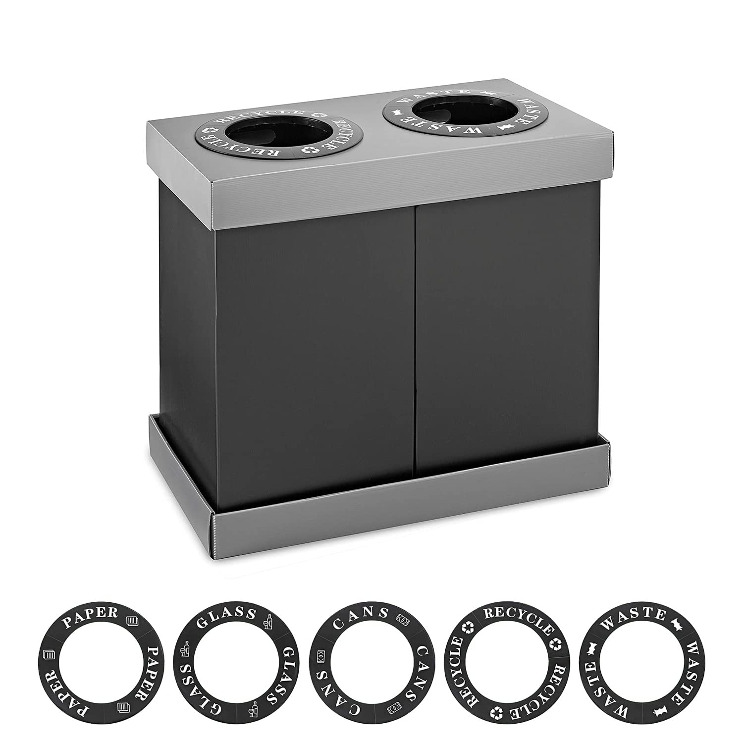 Alpine Double Recycling Center - Plastic/Cardboard Recycle Trash Bin - Two 28 Gallon Bins - Ideal for Offices, Restaurants, Hospitals, Schools, Cafeterias - 56 Gallons Total Capacity (2 Bins) - Acceptable