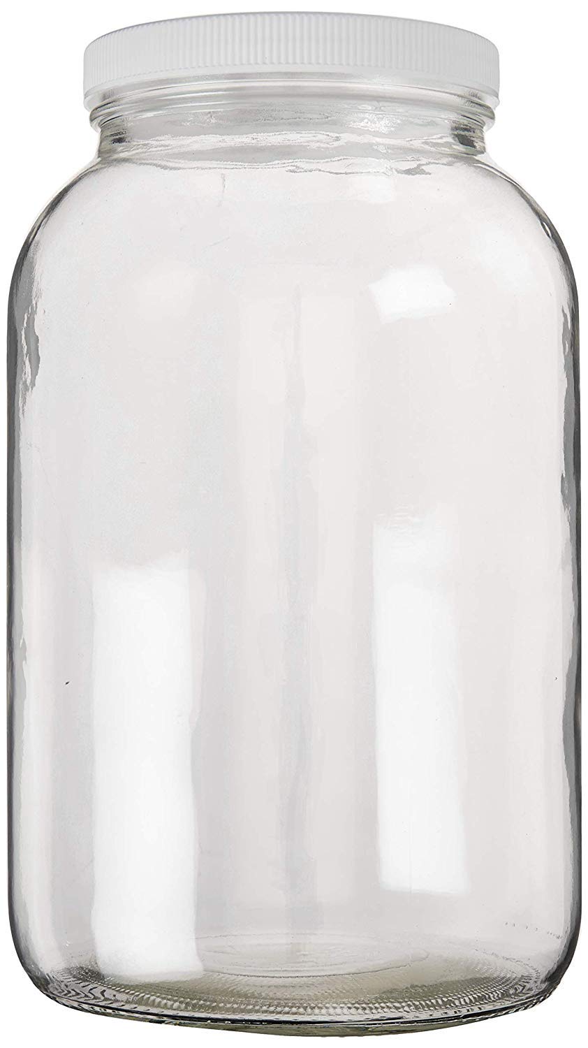 Kitchentoolz White Plastic Lids for 1 Gallon Wide Mouth Glass Jars - fits 110mm opening (110-400) - Caps Lined with PE Foam Food Grade (jars not included) - Like New