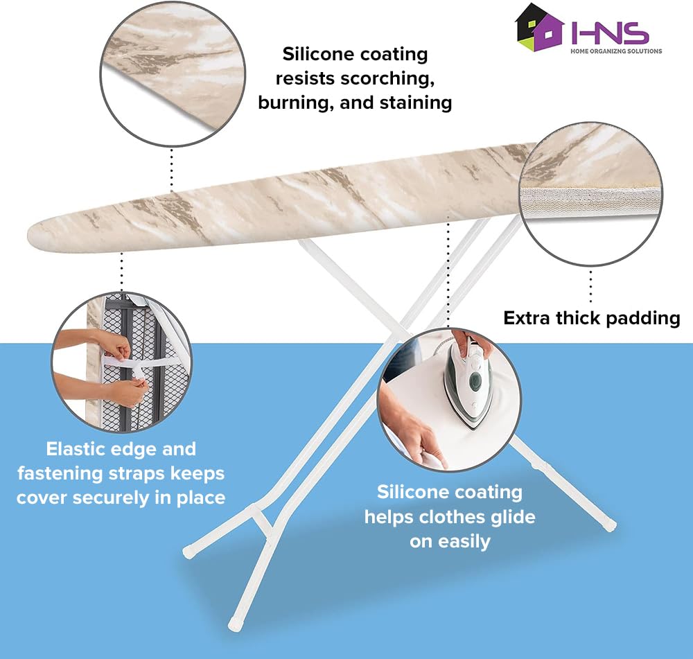 HOLDN’ STORAGE Ironing Board Cover and Pad - Iron Board Cover with Padding - Iron Board Cover Large Fits All Standard Sizes - Heat Reflective Iron Pad for Table Top - Like New