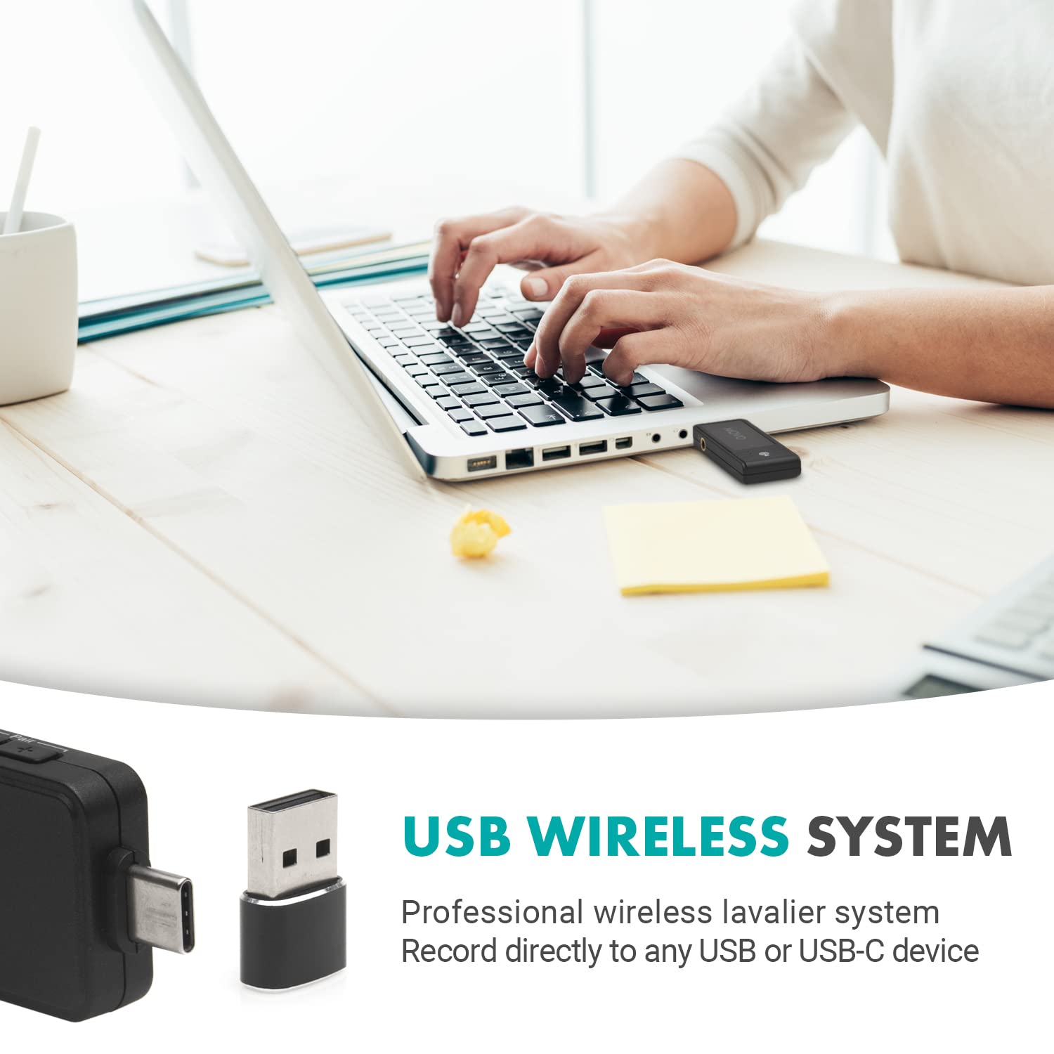 Movo WMX-1-UL USB-C Wireless Lavalier Microphone- USB Wireless Lapel Microphone for Computer, Smartphones, and Tablets- Wireless USB & USB-C Receiver, Transmitter, and Omnidirectional Lav Microphone - Like New