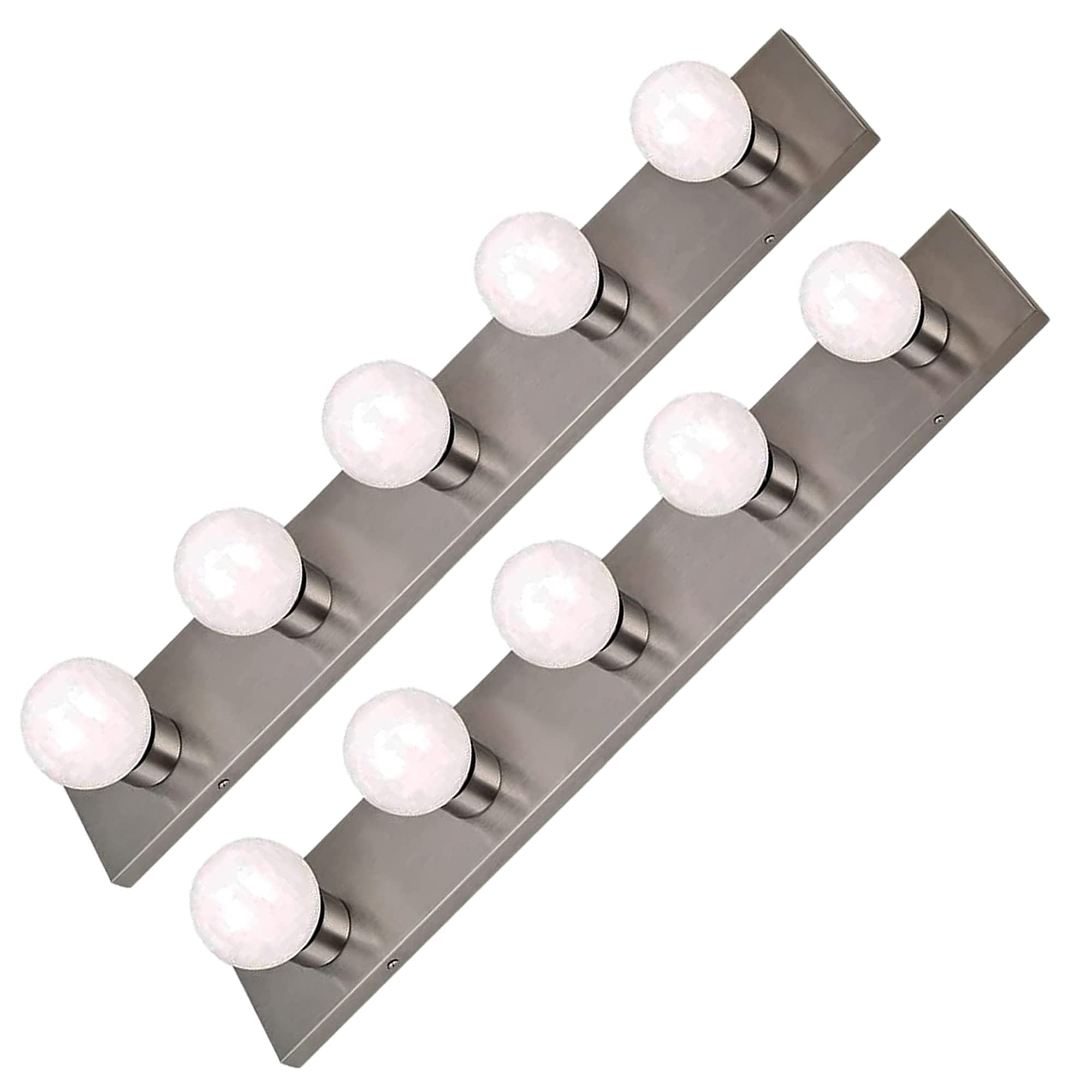 DYSMIO Five Light Vanity Strip - Hollywood Style Mirror Fixture with Brushed Nickel Plates � Salon-Grade Accessories for Bedroom, Bathroom, Dressing Room, Makeup Studio - 30 x 4.25 Inches - 2 Pack - Very Good