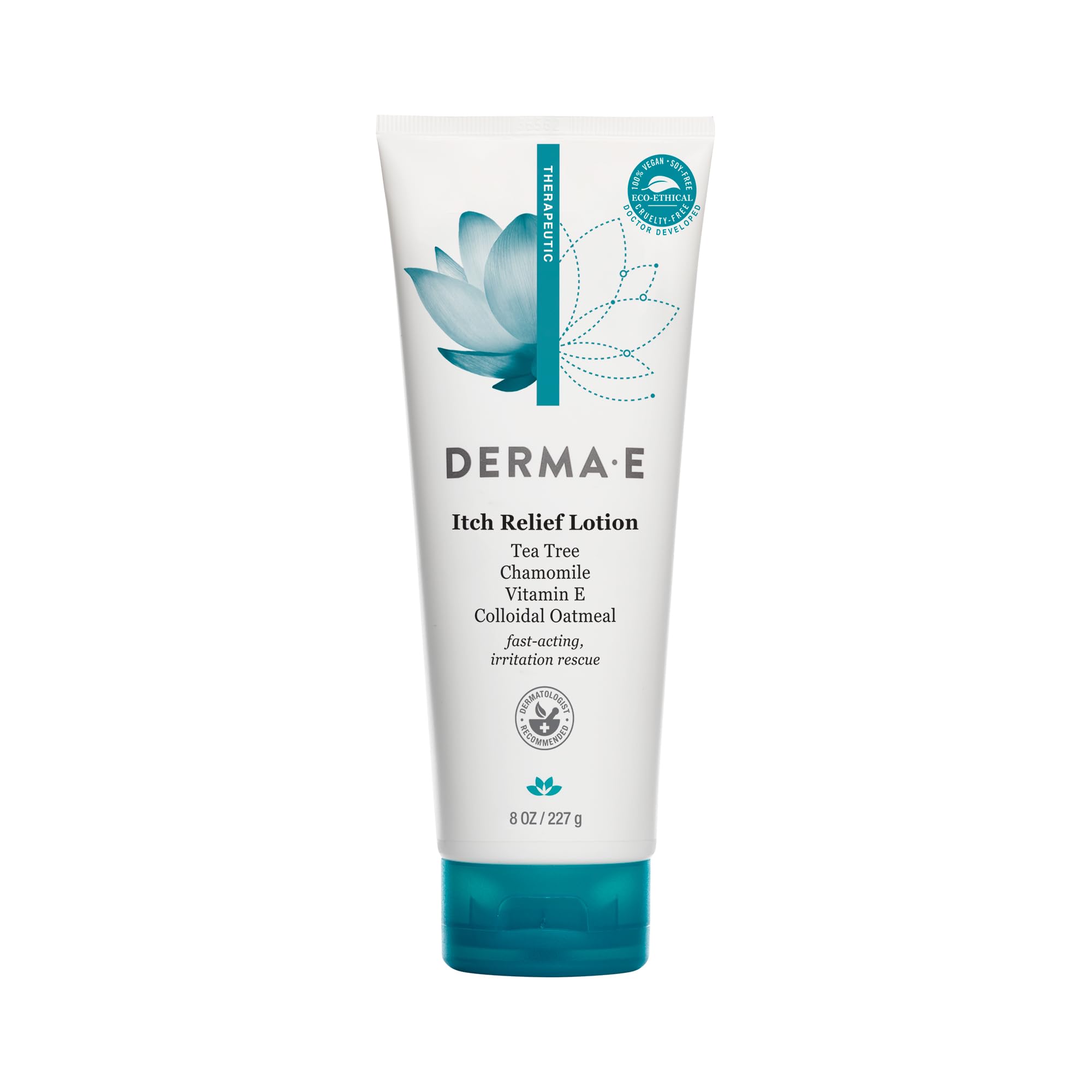 derma e Itch Relief Lotion with Tea Tree, E and Chamomile, 6 Fluid Ounce
