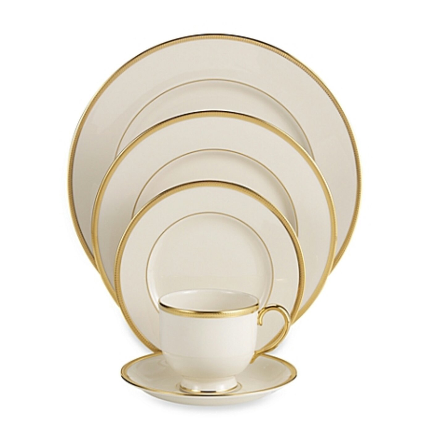 Lenox Tuxedo Gold-Banded 5-Piece Place Setting - Like New