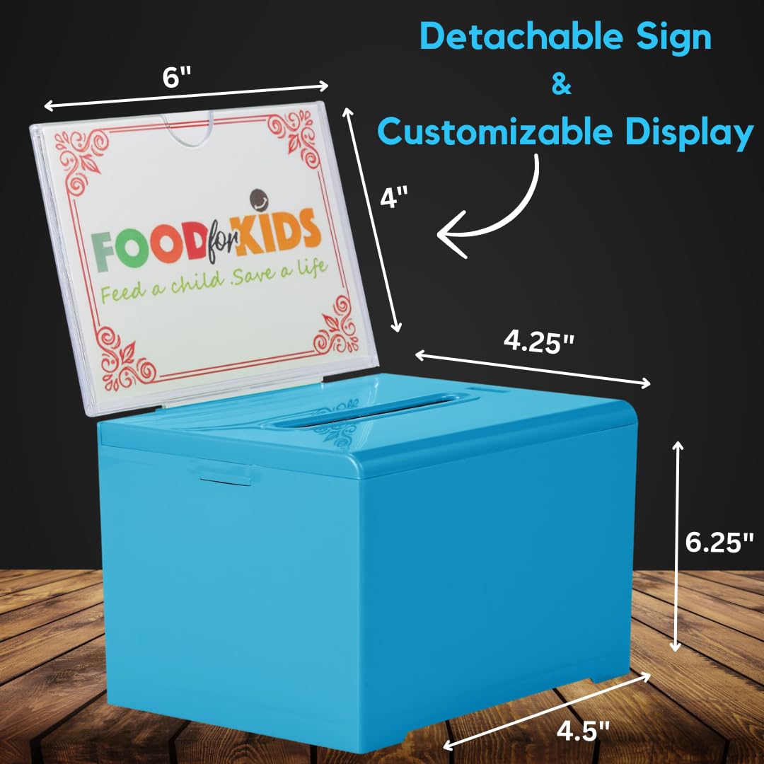 Adir Donation Box with Lock � Acrylic Suggestion Box with Slot, Ballot Lock Box with Sign Holder for Raffle, Tip Jar, Voting, Comments - Cash Donation Boxes for Fundraising (6.25x4.5x 4 Inches) - Very Good