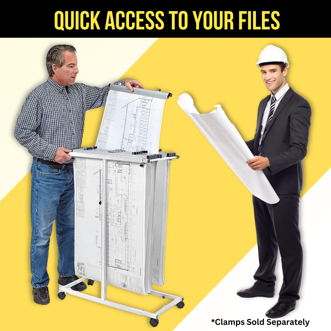 Adir Mobile Blueprint Storage Rack - Adjustable and Portable Vertical Blueprint Holder for Plans, Maps, Posters and Drawings. File Organizer Stand for Home, Office and Construction Sites - Very Good