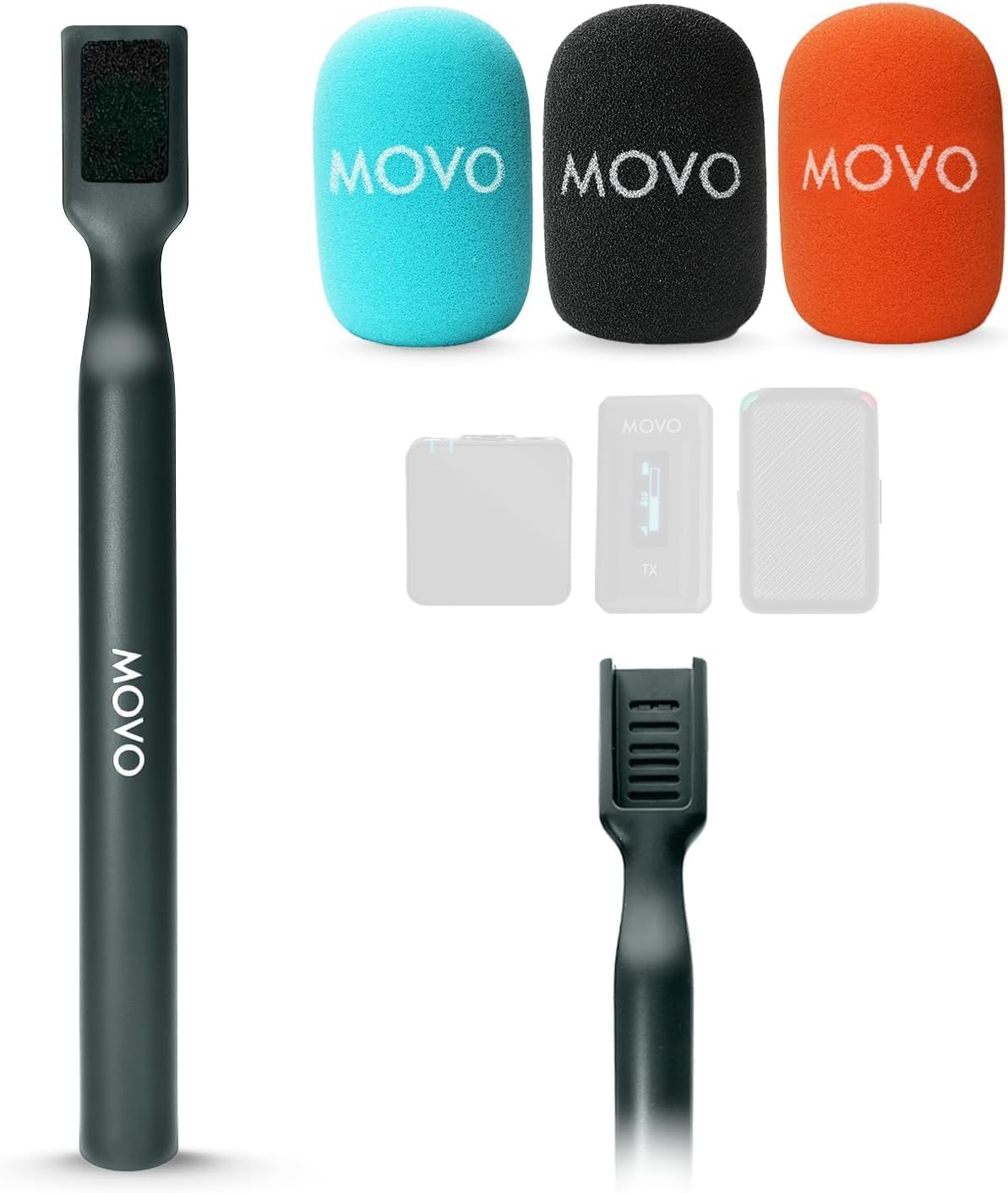 Movo WMX-HM Wireless Interview Microphone Adapter - Compatible with DJI Mic, Rode Wireless GO, Hollyland Lark, and More - Works with Wireless Mini and WMX-2 Systems - Wireless Mic Handle - Like New