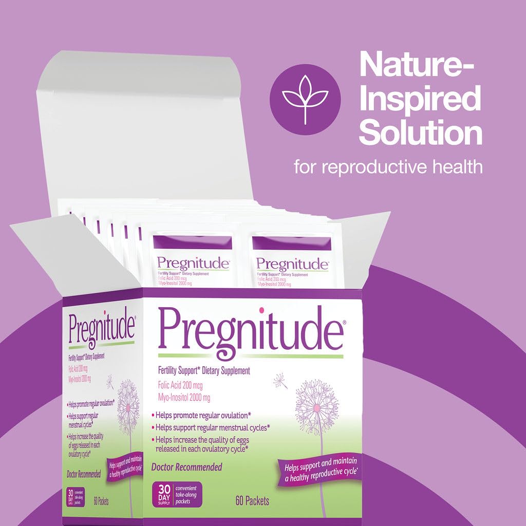 Pregnitude Reproductive Fertility Support - Helps Promote Regular Ovulation - Menstrual Cycles, and Increase Quality of Eggs - 30 Day Supply Packets (60 Servings)