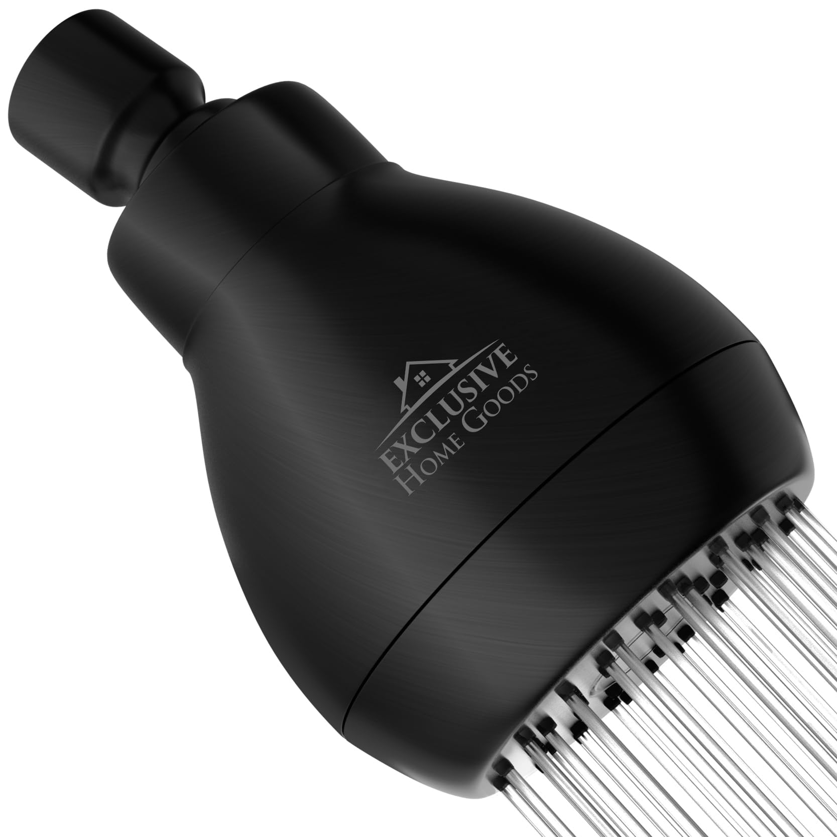 High Pressure Shower Head Matte Black - Powerful Deluxe Bathroom Showerhead with Strong Spray Stream and Small Silicone Nozzles - Universal Fit Works with High and Low Water Flow Showers-2.5 GPM - Acceptable