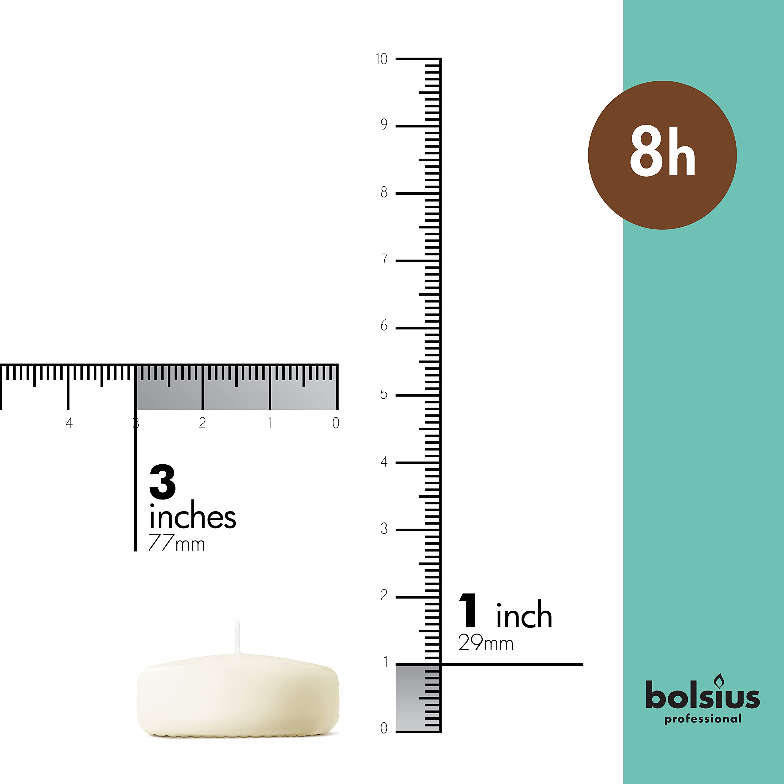 BOLSIUS Unscented Floating Candles - Pure Rich Creamy 3" Ivory, European Quality - Like New