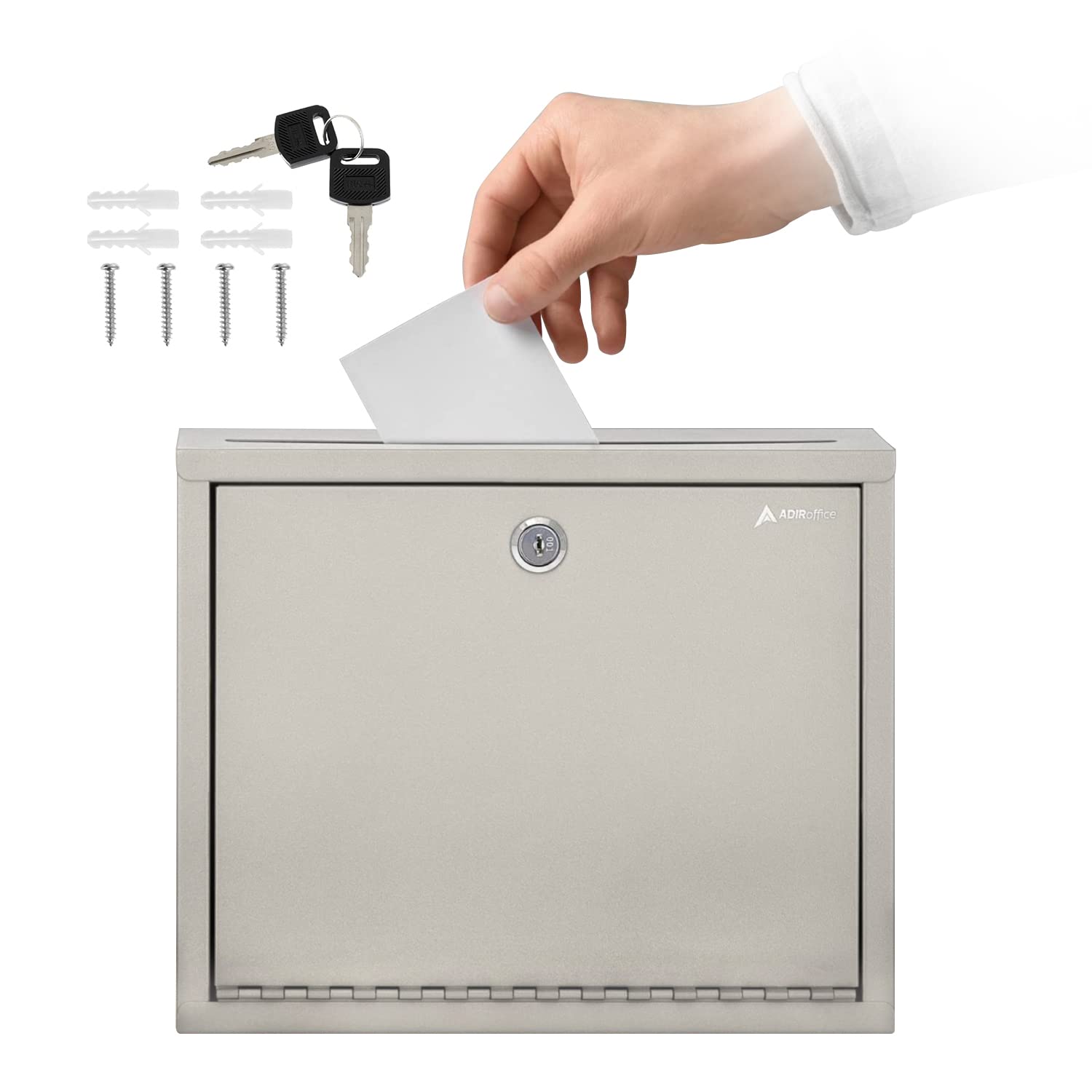 AdirOffice Multi Purpose Mail Box with Lock - Heavy Duty Drop Box - Commercial Suggestion Box -Wall Mountable Safe and Secure Ballot Box Variation - Good
