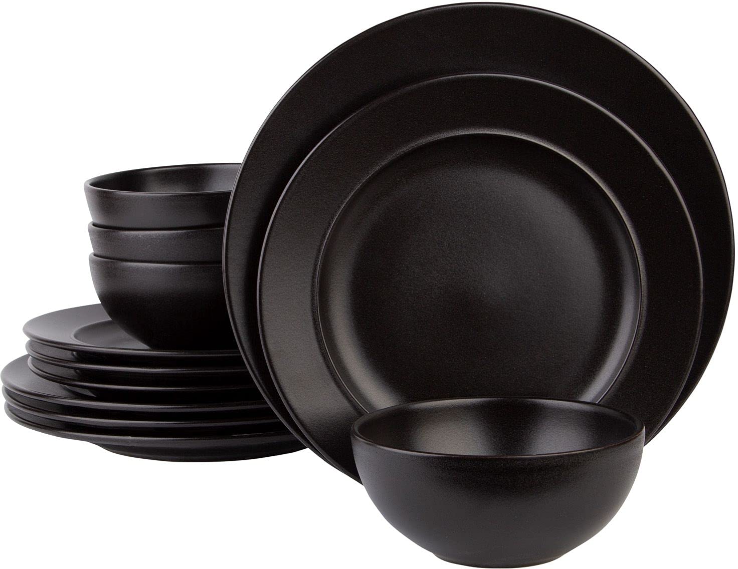 Stoneware 12 Piece Dinnerware Set By Glavers - Service For 4, Round Dishes - Made in Portugal High-End Quality. Includes 4 Dinner Plates 4 Salad Plates, And 4 Bowls. - Like New