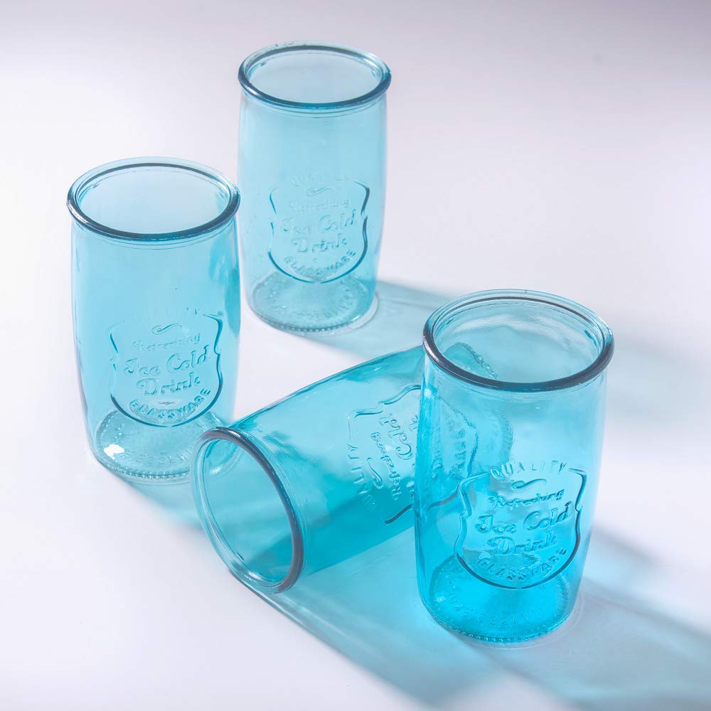 Home Essentials 20 Oz. Retroware High Ball Set of 4 Blue