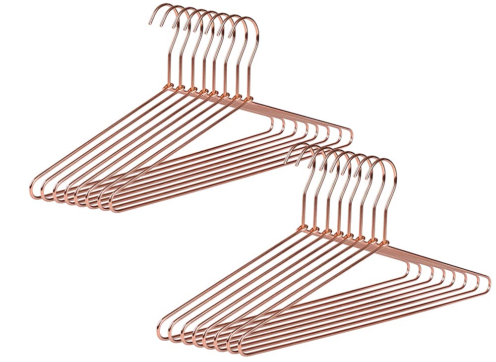 Quality 17" Rose Gold Sturdy Metal Hanger 30 Pack, Copper Clothes Hangers, Heavy Duty Coat Hangers, Standard Suit Hangers for Jacket, Shirt, Dress - Like New
