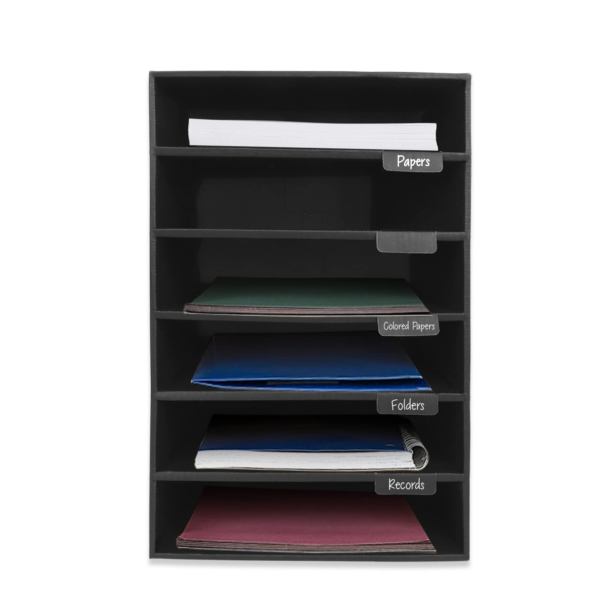 AdirOffice Paper Storage Organizer 6 Slot Cardboard Construction Paper Shelf Organizer for Home, School, Classroom, or Office Multifunctional Storage for Documents, Mails, Books, Files, and More - Like New