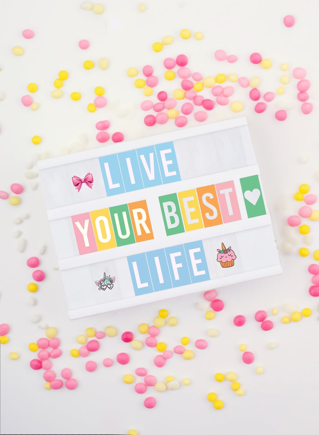 Blue Cinema Light Box with 312 Letters, Emojis & 3 Markers - Led Light Box sign for Home & Blue Bedroom Decor for Girls - Light Up Letter Board - Best Gift Idea for Girls on Christmas or Birthday - Like New