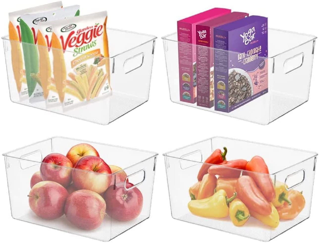 Homeries Pantry Organizer And Storage bins, Clear Cabinet Organizers And Storage for Kitchen, Pantry, Cabinets, Countertops, for Storing Packets, Spices, Sauce, Snacks, Cans, - Good