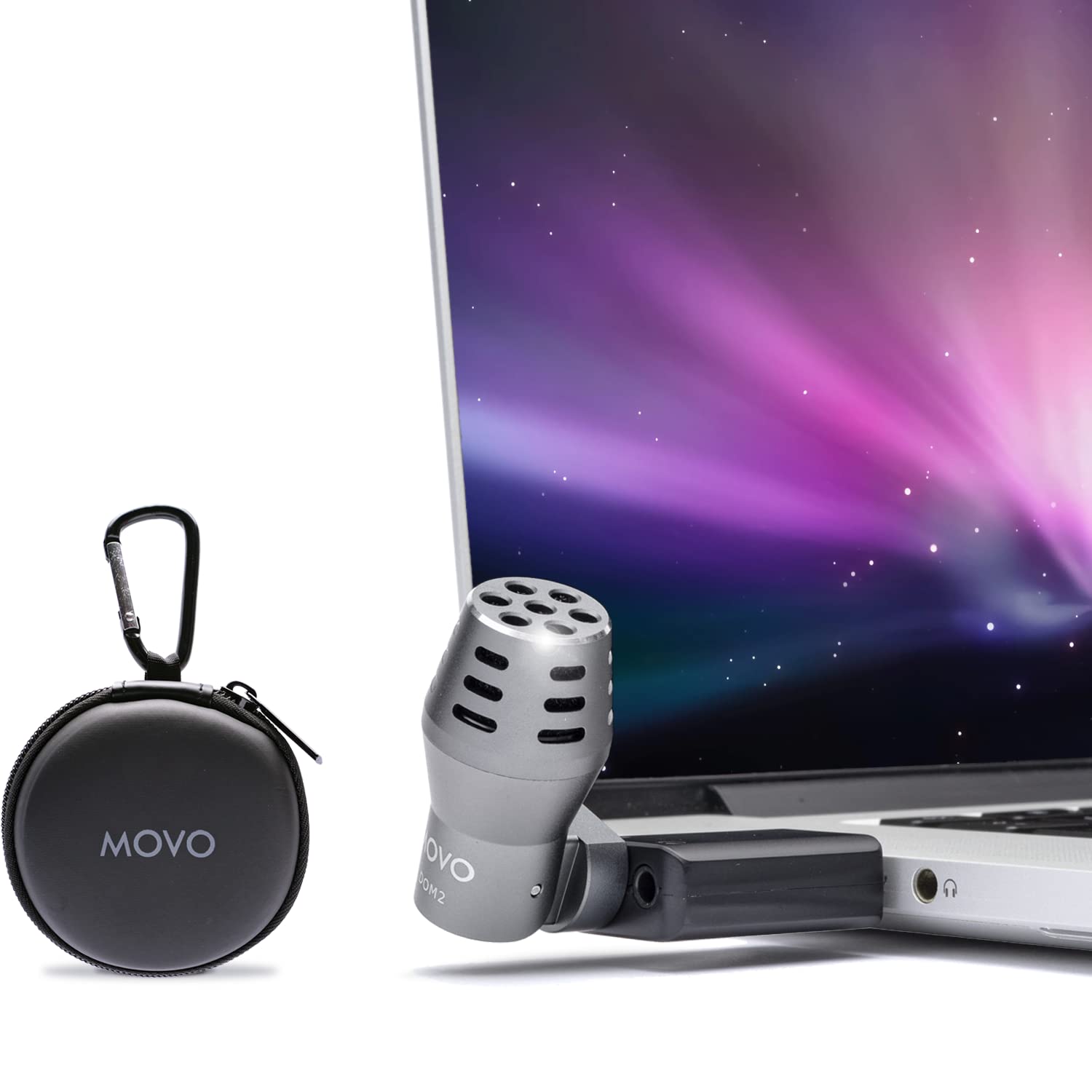Movo DOM2-USB Mini Omnidirectional USB Laptop Microphone for Computer or MacBook - Laptop Mic for PC and Mac - Desktop Microphone with Case for Streaming, Zoom Meetings, and More - Good