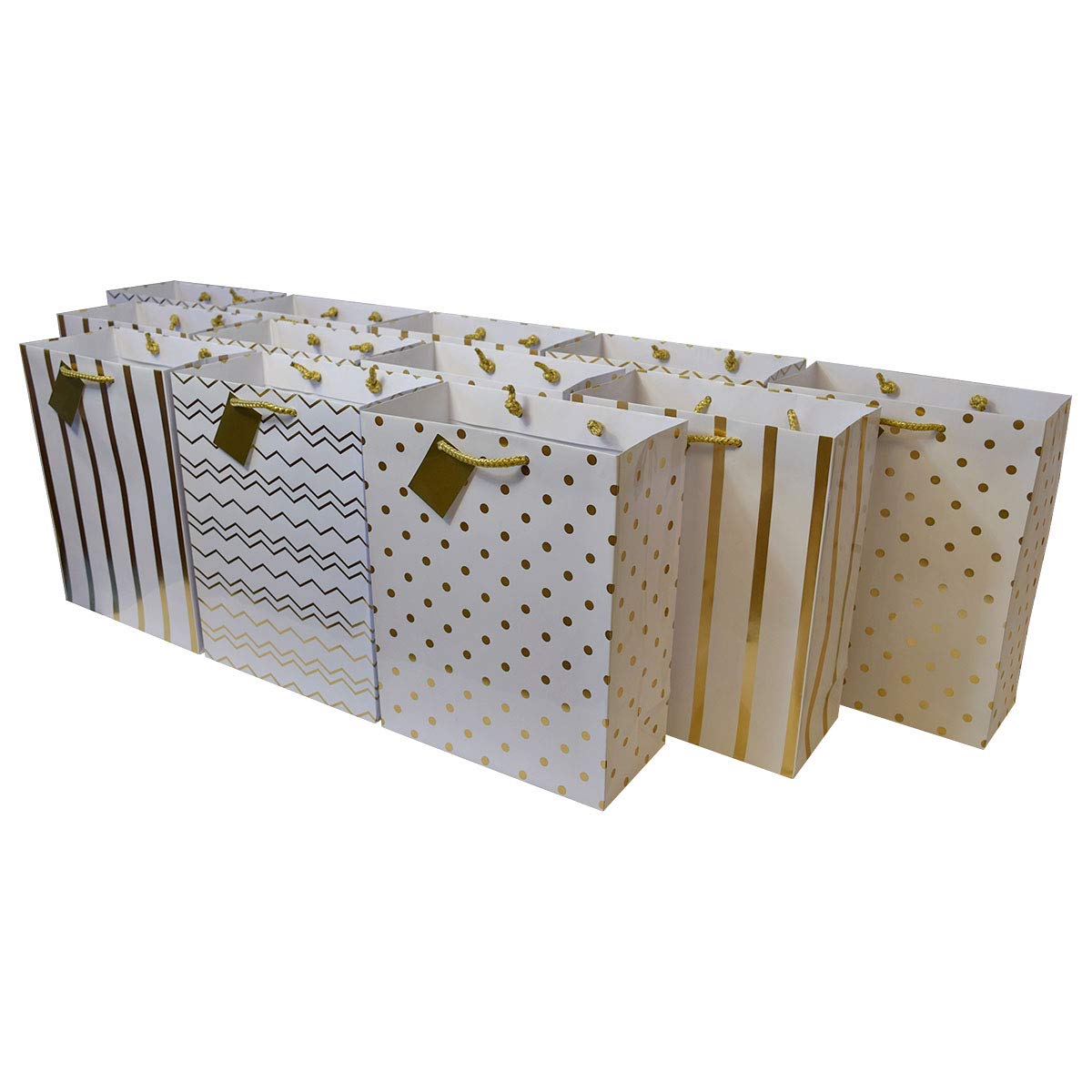 OccasionALL Gold, Rose Gold, Silver Assorted Print Gift Bags - Very Good