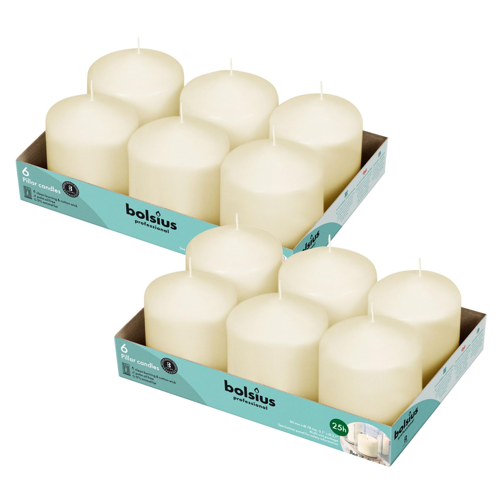 Bolsius Ivory Pillar Candles – Unscented Candle Set – Dripless, Smokeless, and Clean Burning Household Dinner Candles – Perfect for Weddings, Parties, Dinners Decorative Candles - Like New
