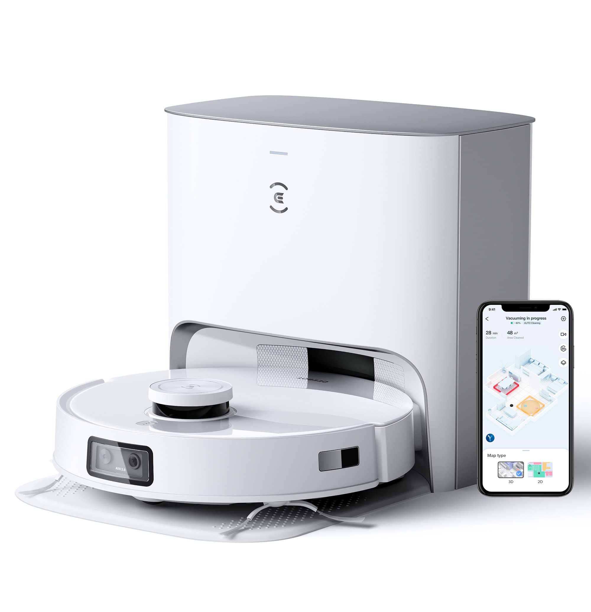 ECOVACS DEEBOT T10 Plus Robot Vacuum and Mop Combo with Auto-Empty Station, 3000Pa, AIVI 3.0 Obstacle Avoidance, OZMO Pro 3.0 Oscillating Mopping, 3D Map, Air Freshener - Very Good