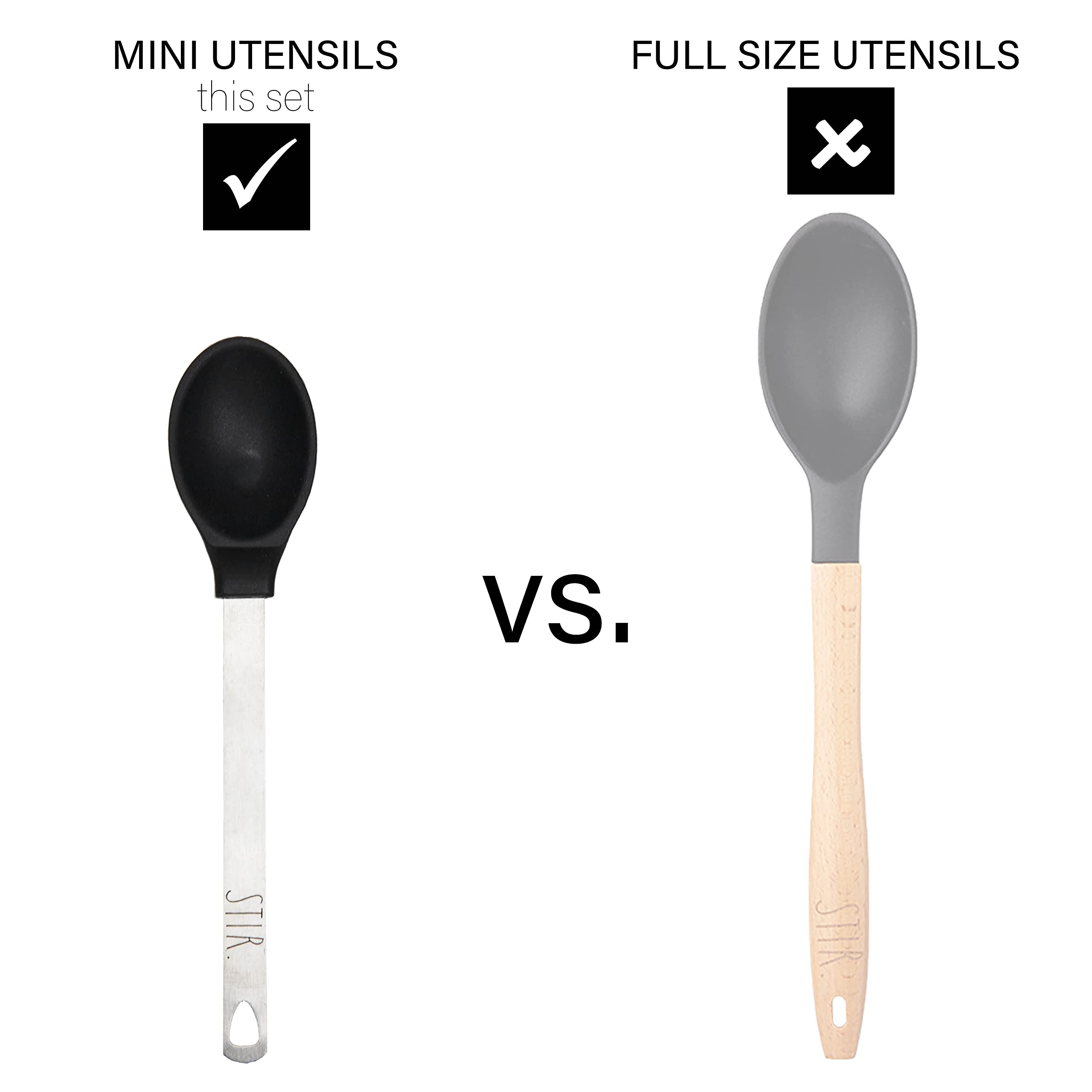 Rae Dunn Everyday Collection 9 Piece Mini Kitchen Utensil Set, Stainless Steel and Silicone Kitchen Tools- by Cook with Color - Like New