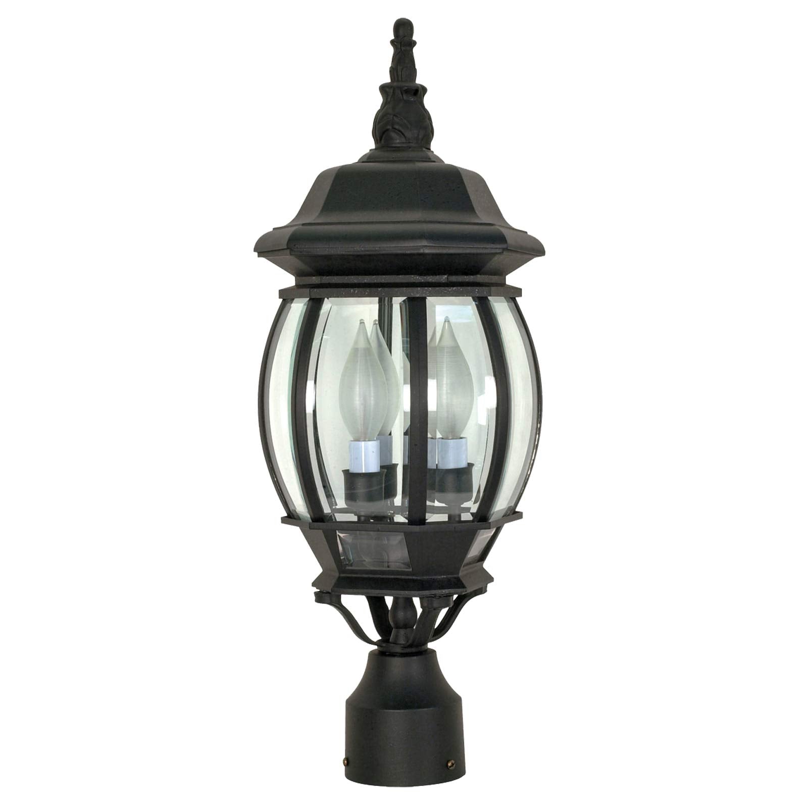 Ciata Lighting 3 Light Outdoor Aluminium 21 inch Outdoor Post Lantern, Clear Glass Shade Voltage: 120, Wattage: 60, Clear Beveled Glass Panels.  - Very Good