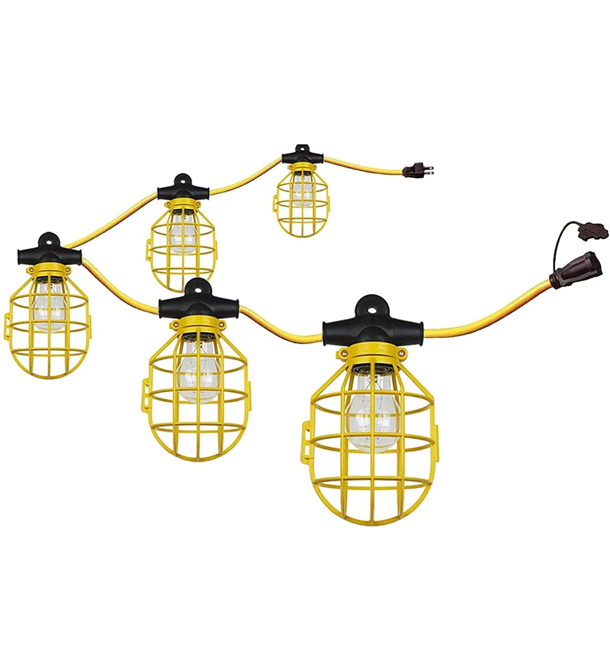 Ciata Lighting 50 Feet Construction Temporary String Light Plastic, E-26 Medium Screw Base Socket, 75 Watt, 120 Volts, 14 Gauge Wire for Indoor/Outdoor use, ETL Listed in Yellow Finish  - Very Good
