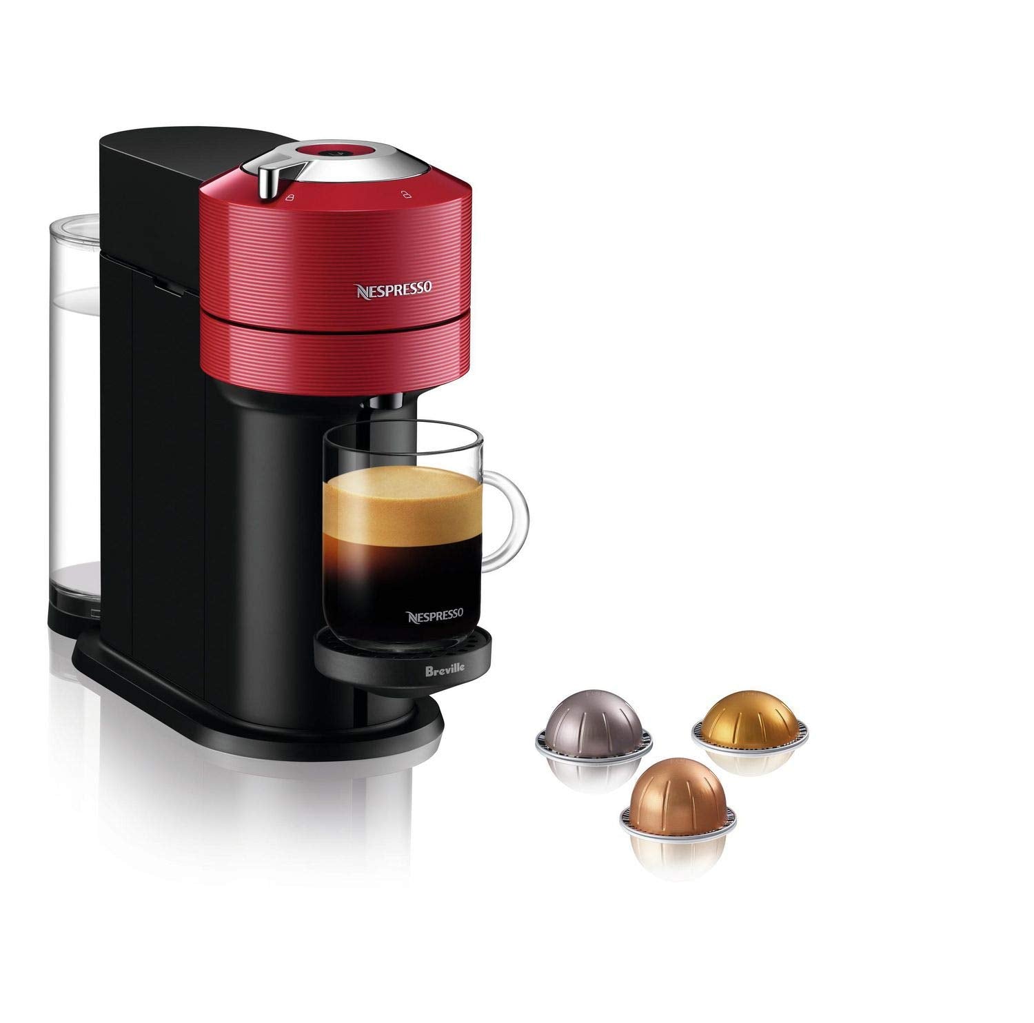 Nespresso Vertuo Next Coffee and Espresso Machine by Breville, Cherry Red, 1.1 Liters - Very Good