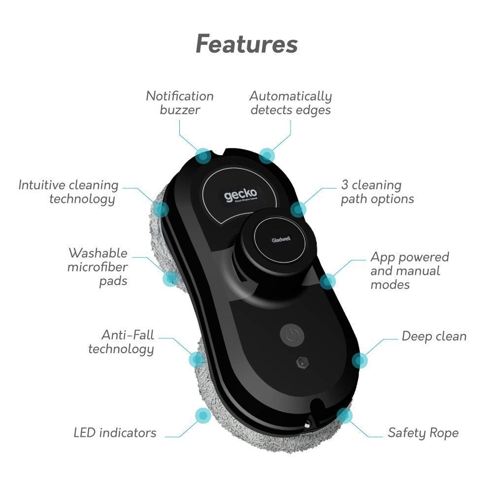 Gladwell, Gecko Robot Window Cleaner, Smart Glass Cleaning Robotic Technology App and Remote, Powered Washer for Table High Windows Ceiling Magnetic Automatic, Outdoor Indoor - Like New