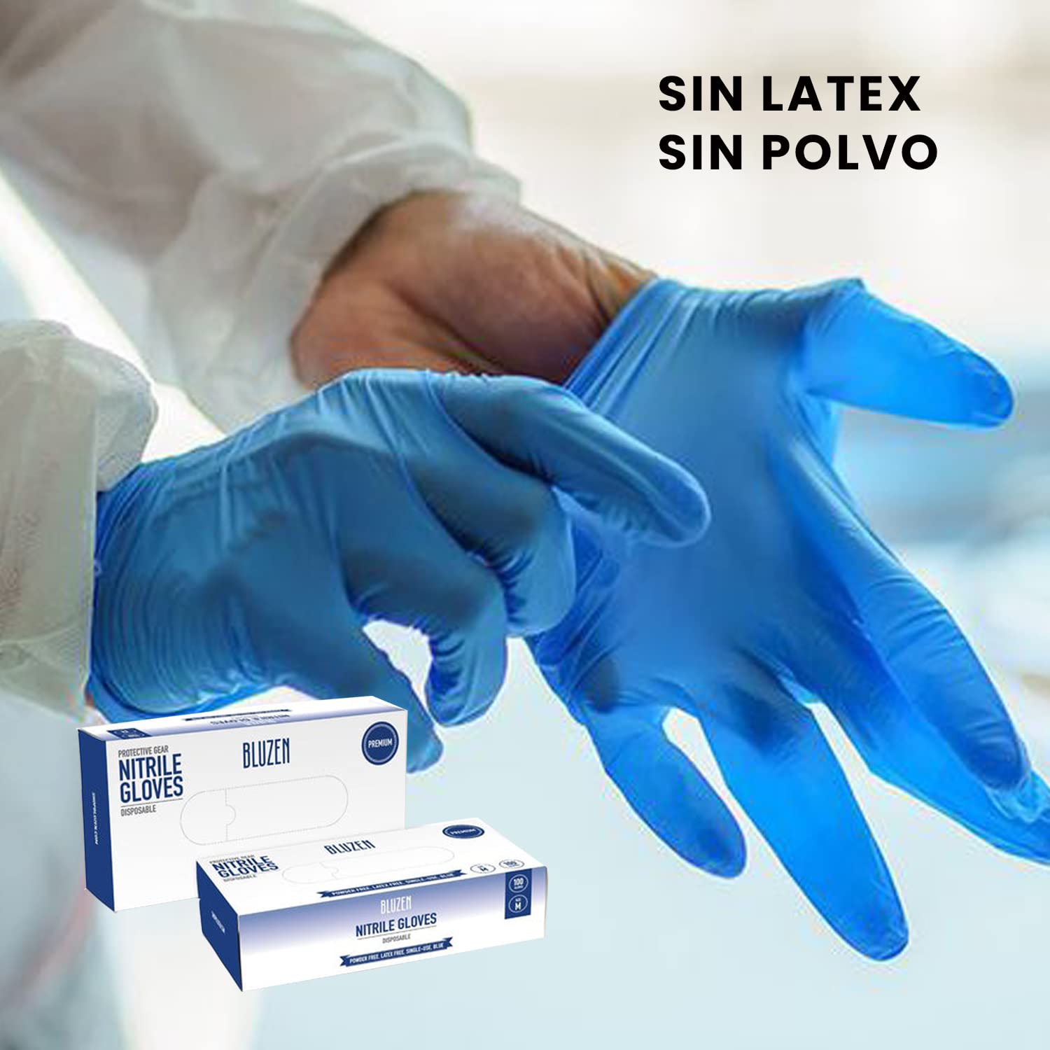 BLUZEN Blue Disposable Nitrile Gloves Medium - Food and Medical Grade Disposable Gloves - Rubber and Latex Free Gloves - For Surgical, Medical, Food Service, Kitchen, Mechanic, Cooking, and BBQ Use