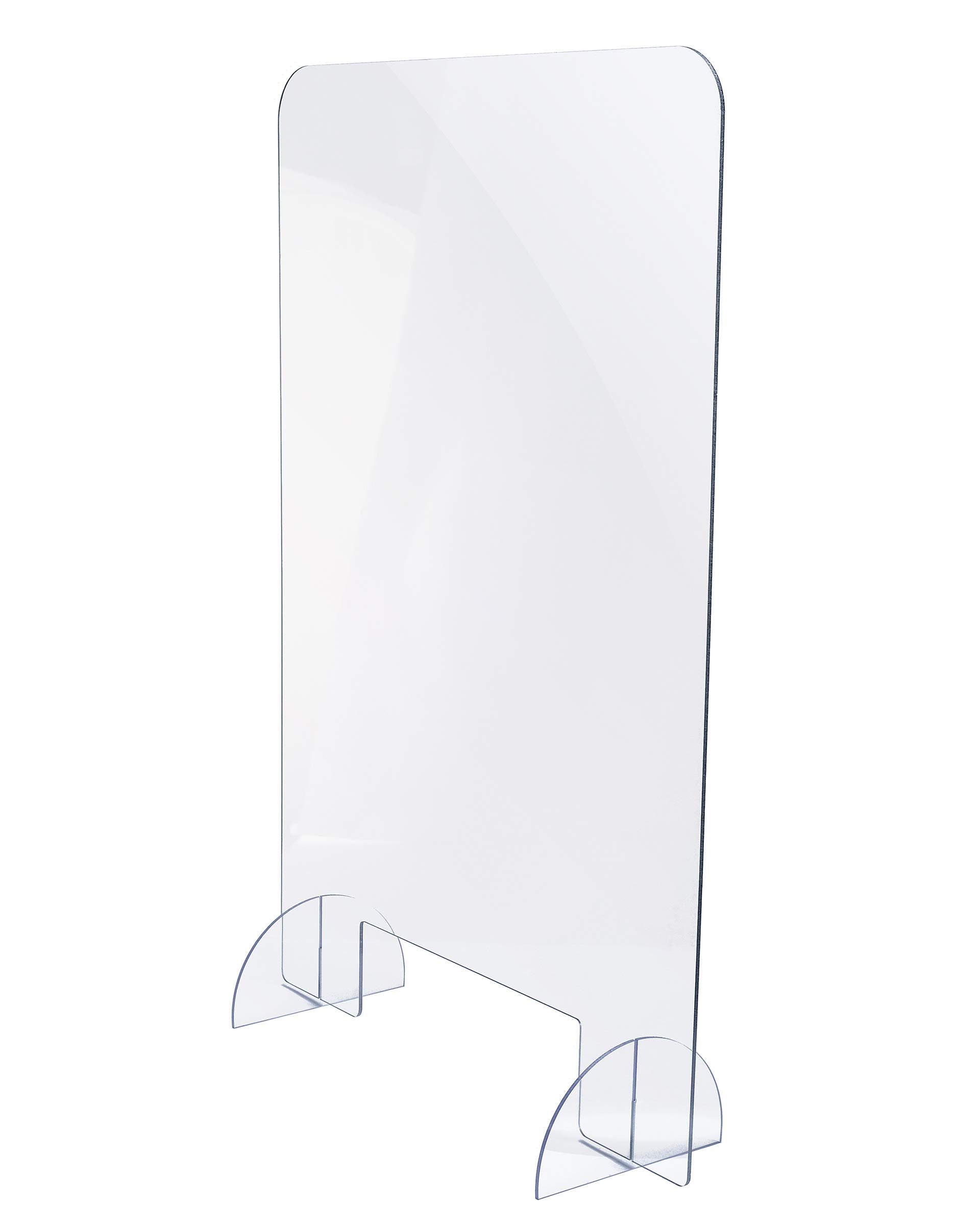 Alpine Industries Plexiglass Sneeze Guard - Acrylic Desk Divider - Heavy Duty Protective Shield - Tabletop Protective Barrier with Transaction Window for Business, Office, Restaurant - Like New