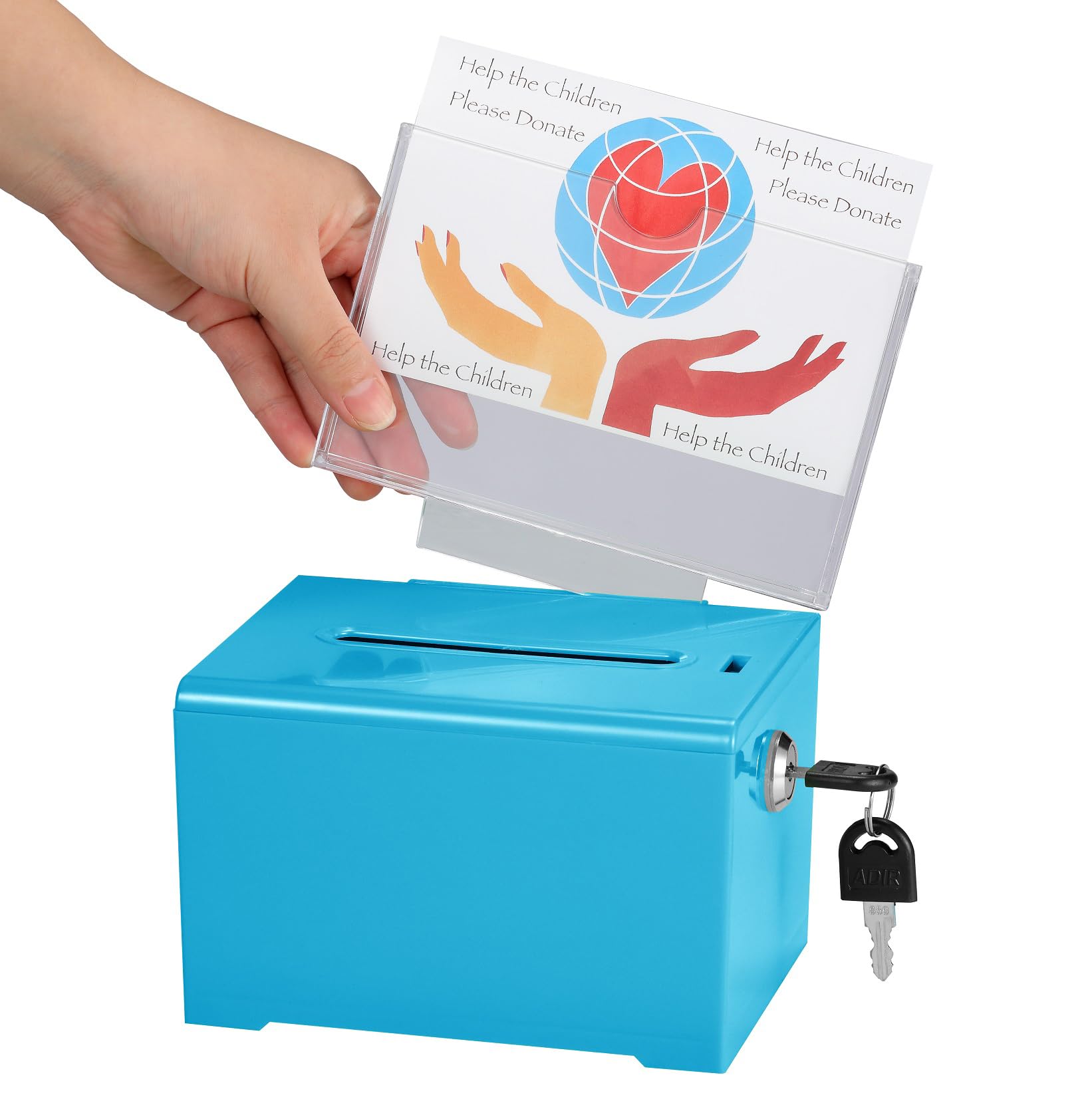 Adir Donation Box with Lock � Acrylic Suggestion Box with Slot, Ballot Lock Box with Sign Holder for Raffle, Tip Jar, Voting, Comments - Cash Donation Boxes for Fundraising (6.25x4.5x 4 Inches) - Very Good