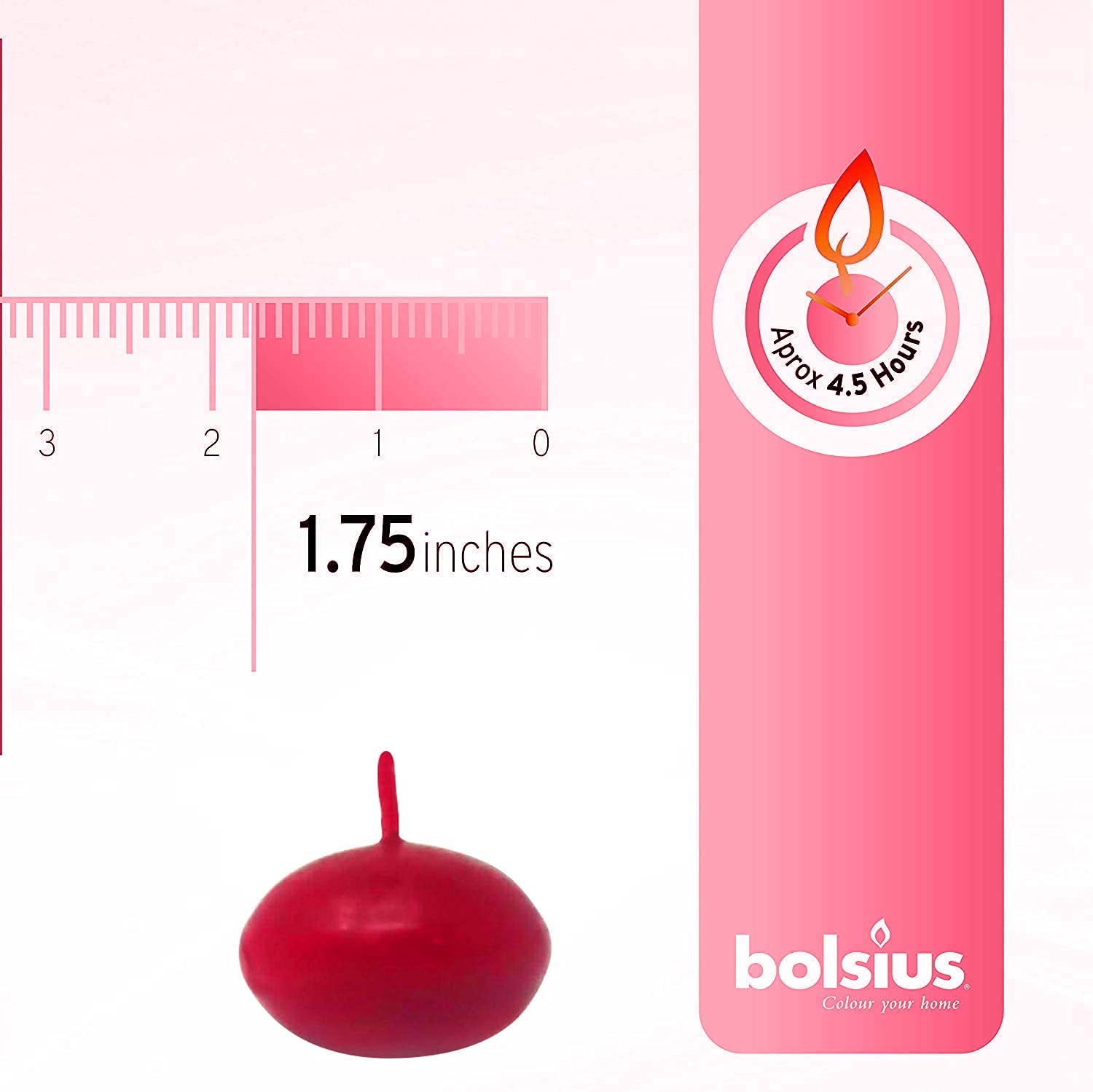 Bolsius Unscented 1.75" Floating Candles – Red Floating Candles – Cute and Elegant Burning Candles – Candles with Nice and Smooth Flame – Party Accessories - Good