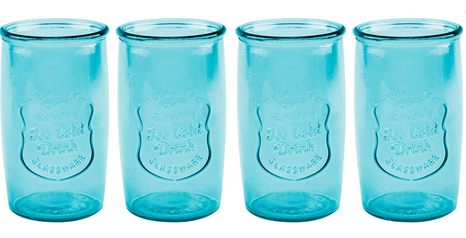 Home Essentials 20 Oz. Retroware High Ball Set of 4 Blue