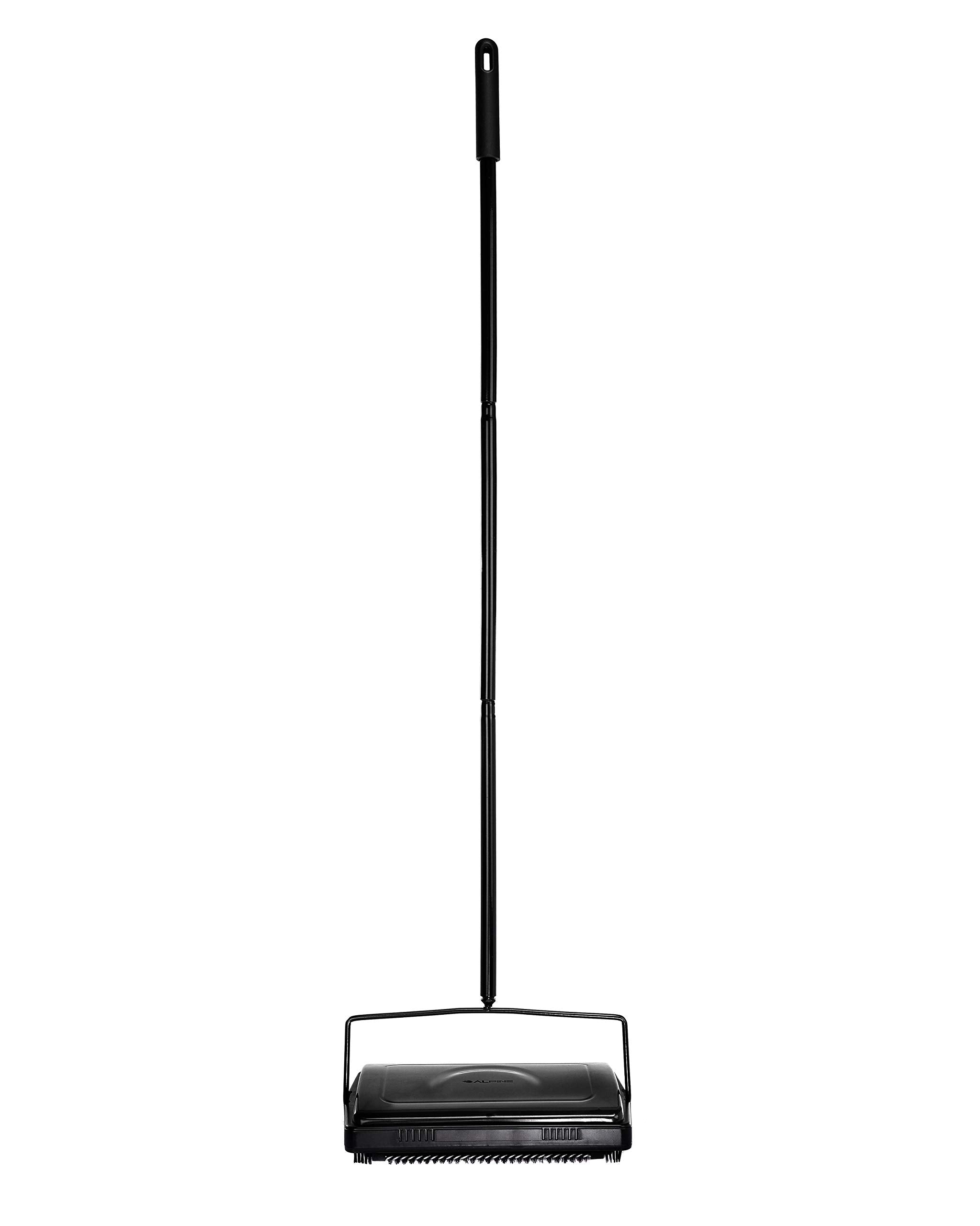 Alpine Industries Triple Brush Floor & Carpet Sweeper – Heavy Duty & Non Electric Multi-Surface Cleaner - Easy Manual Sweeping for Carpeted Floors (Black) - Like New
