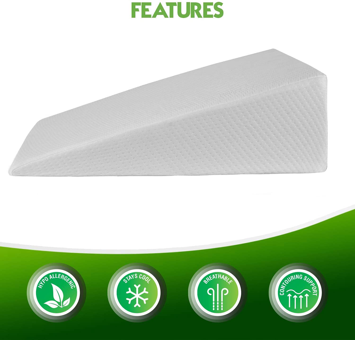 Abco Bed Wedge Pillow Cover- Wedge Pillow Case Cover - Fits Abco Tech 7 Inch Bed Wedge Pillow - Replacement Cover ONLY - Washable - Good