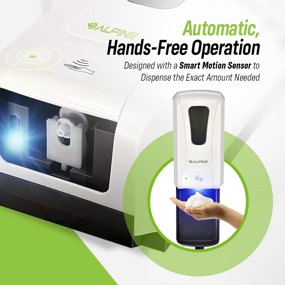Alpine Industries Automatic Touch-Free Soap-Hand Sanitizer Dispenser with Floor Stand - Hands-Free Smart Sanitizing Station - 1200ml Capacity Non-Touch Foam Wash/Sanitizer for Home or Commercial Use - Like New