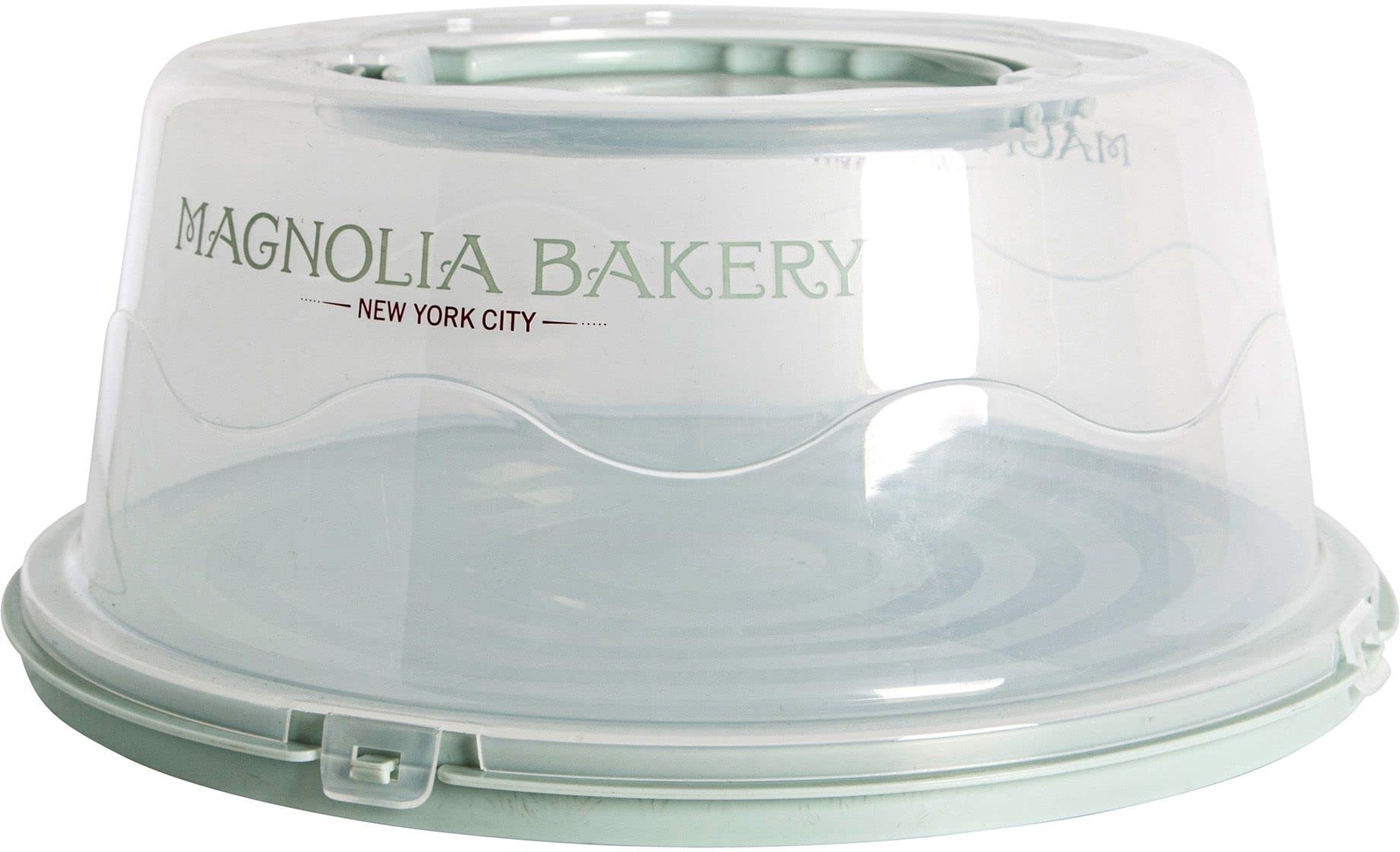 MAGNOLIA BAKERY ROUND CAKE CARRIER Practical Plastic Cake Keeper With Lid, Two Side Closures - Suitable For 12 Inch Cakes, Dishwasher safe. - Like New