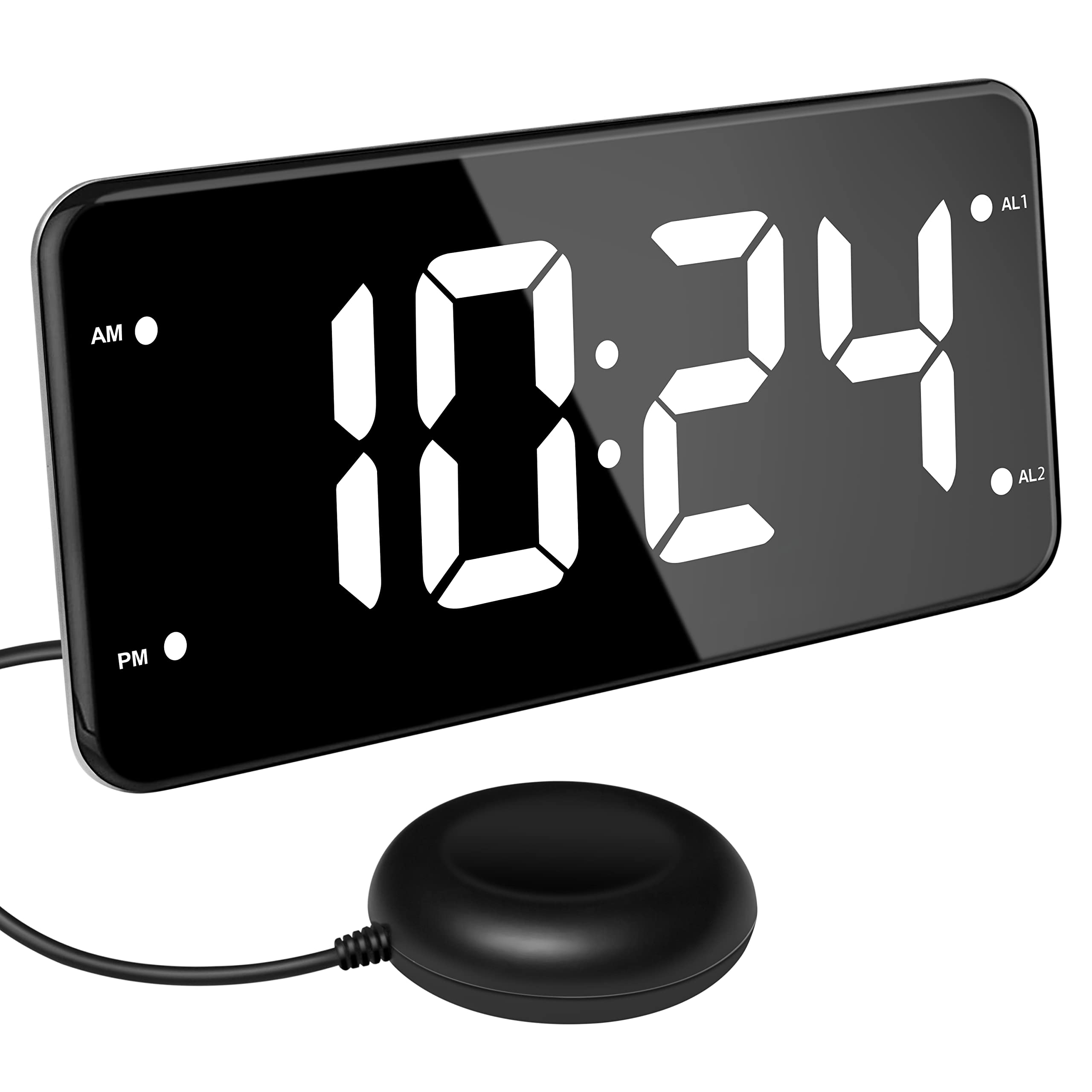 Digital Loud Alarm Clock for Heavy Sleepers Adults with Bed Shaker - Ideal for Hearing Impaired People - Dual Alarm Settings & 2 USB Charger - 7 Inch Display - Like New