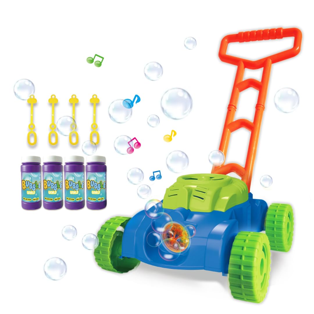 ToyVelt Bubble Lawn Mower for Kids - Automatic Bubble Mower with Music Sounds Best Toddler Boy Toys for Kids Lawn Mower Sports & Outdoor Play Toys for Boys & Girls Ages 3-12 Years Old - Like New
