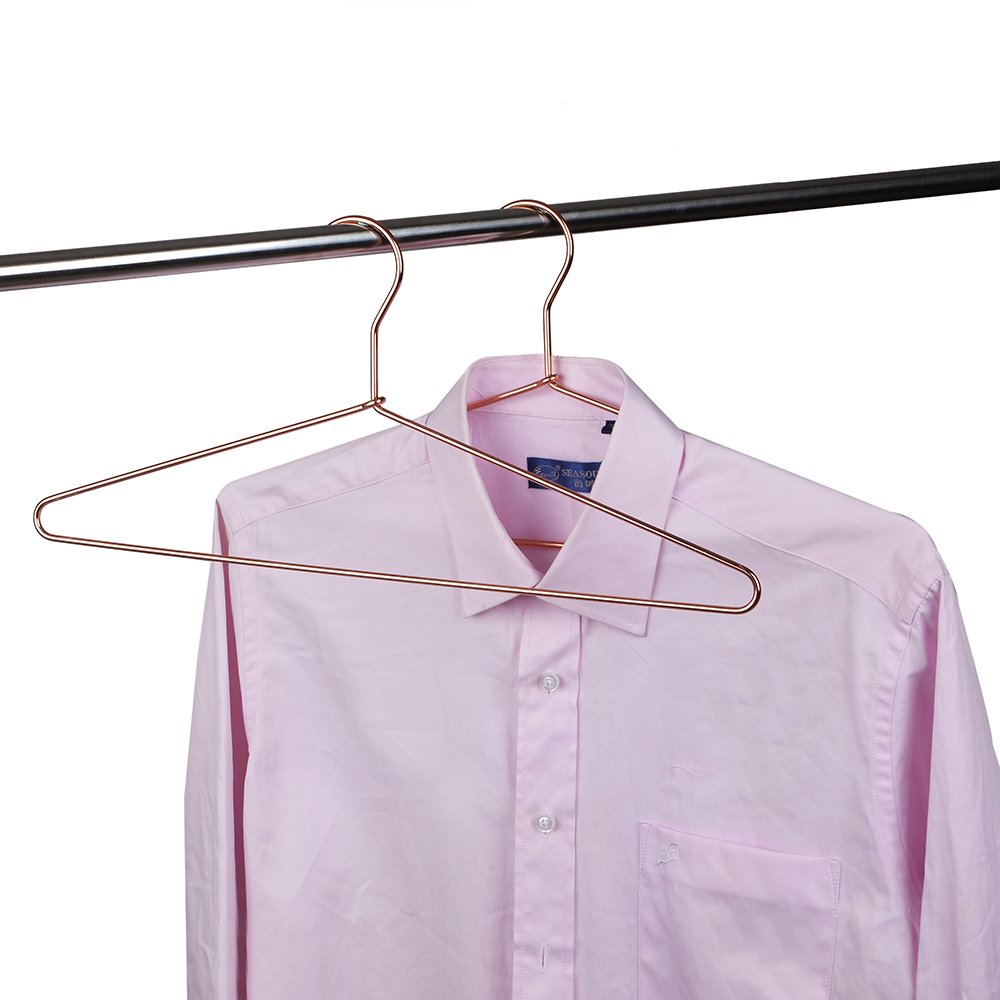 Quality 17" Rose Gold Sturdy Metal Hanger 30 Pack, Copper Clothes Hangers, Heavy Duty Coat Hangers, Standard Suit Hangers for Jacket, Shirt, Dress - Like New