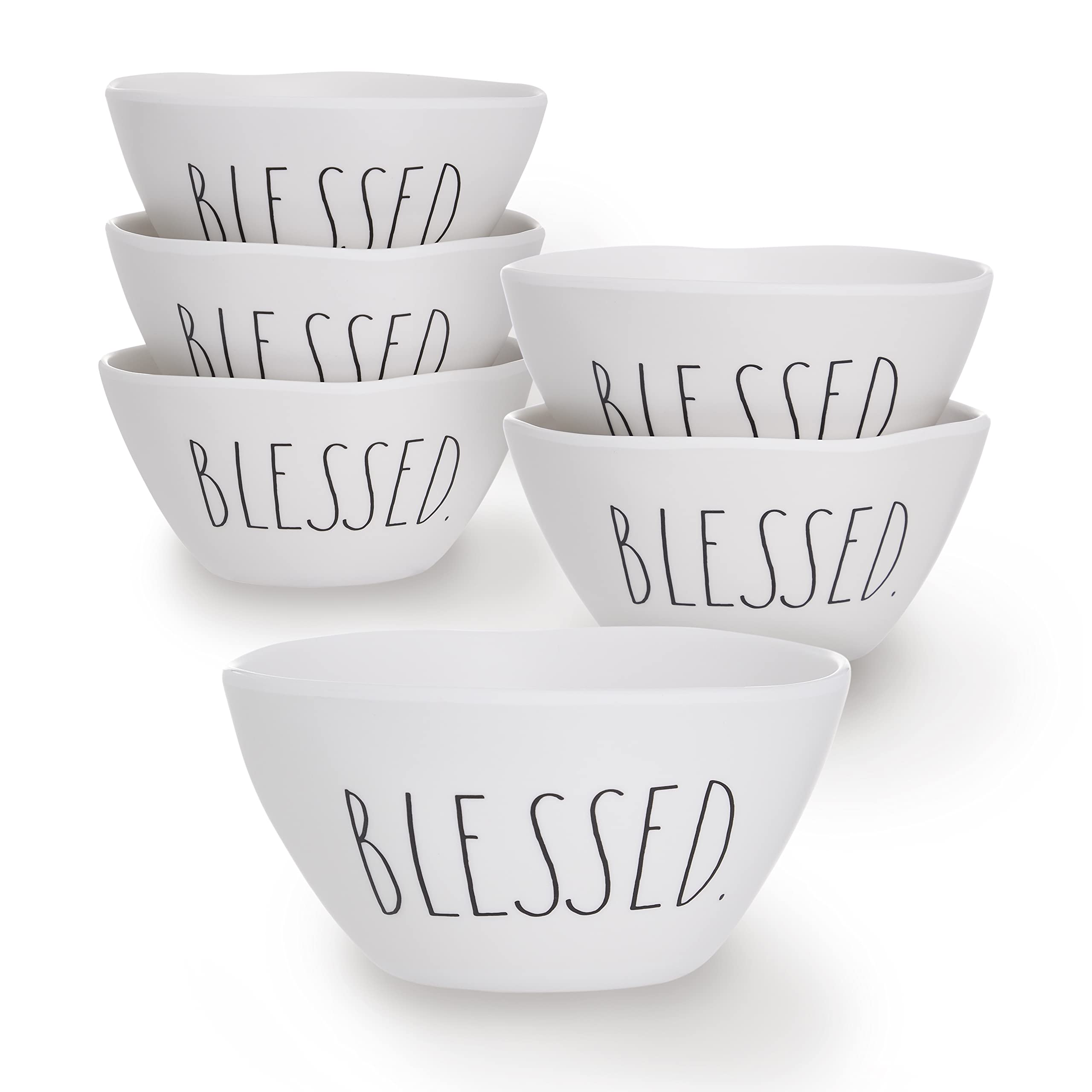 Rae Dunn Melamine Bowl Sets - Durable Dishwasher Safe Dinner/Cereal Bowls Set of 6 (6 inch) Bowl Set for Soup, Cereal, Pasta, Salads - Like New