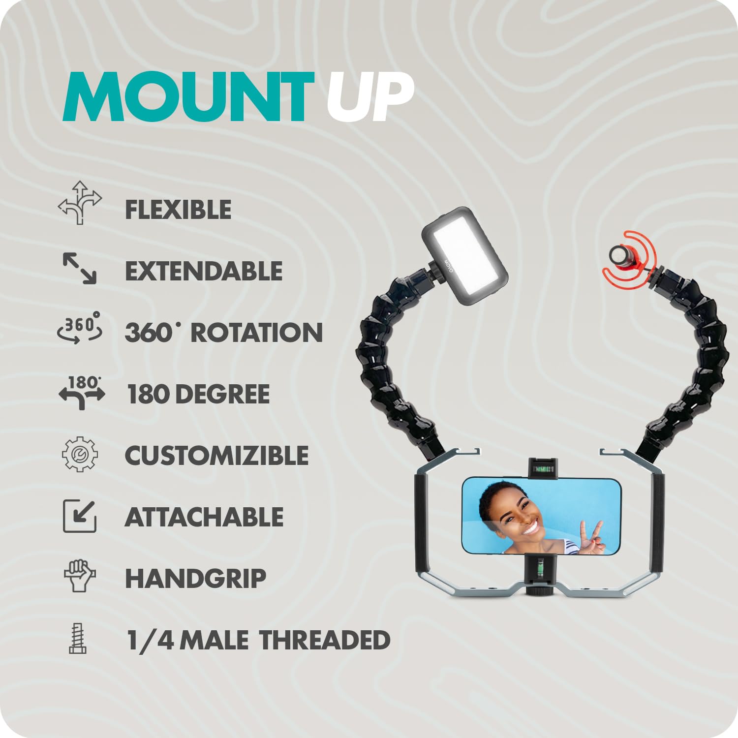 Movo UWA-8 Articulating Camera Rig Extension Mount - Flexible Extension Arm with Dual �� Mounting Screws for Camera Cages and Rigs - Mounting Camera Attachment Arm - Like New