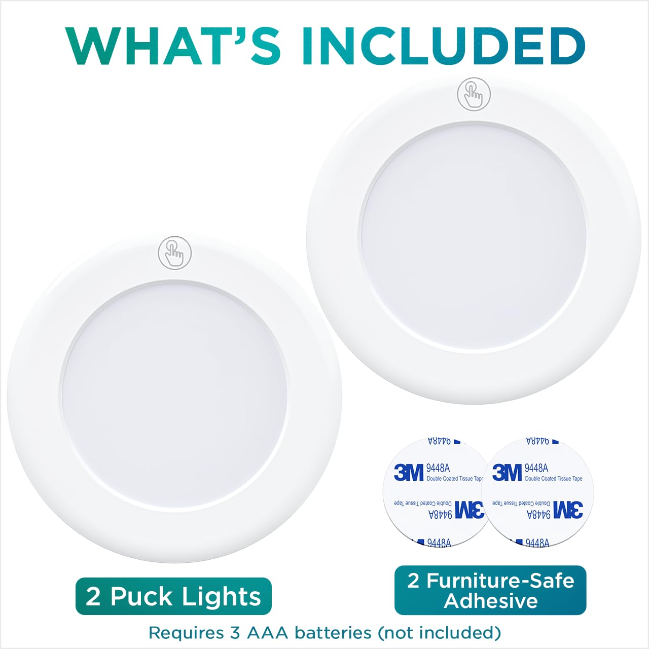 Brilliant Evolution Ultra Thin Wireless LED Puck Light | LED Under Cabinet Lighting | Closet Light | Battery Powered Lights | Under Counter Lighting | Stick On Tap Lights - Like New