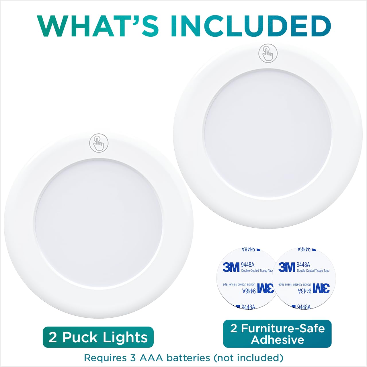 Brilliant Evolution Ultra Thin Wireless LED Puck Light | LED Under Cabinet Lighting | Closet Light | Battery Powered Lights | Under Counter Lighting | Stick On Tap Lights  - Like New