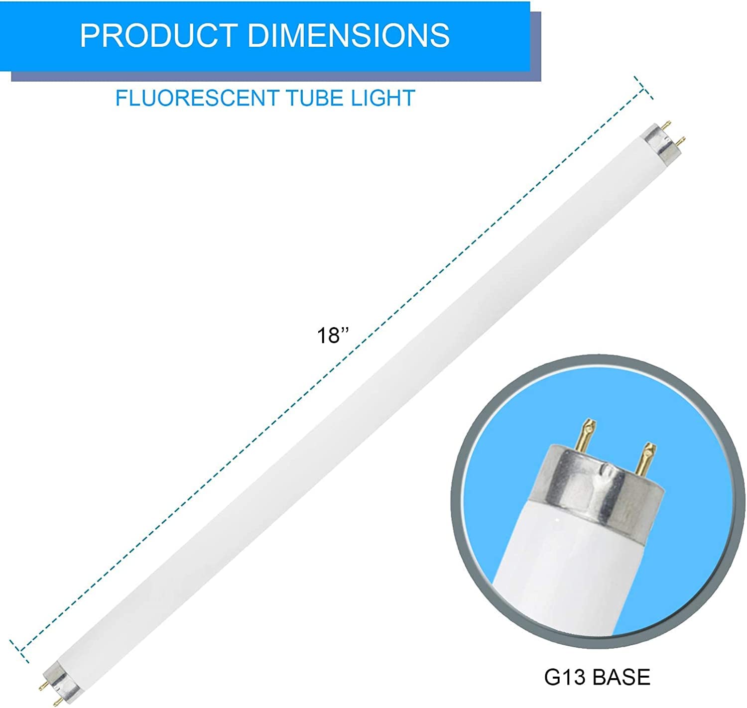DYSMIO F15T8-DL 15 Watt T8 Straight Tube, Medium Bi-Pin Base, 6500K - Daylight - Pack of 4 - Like New